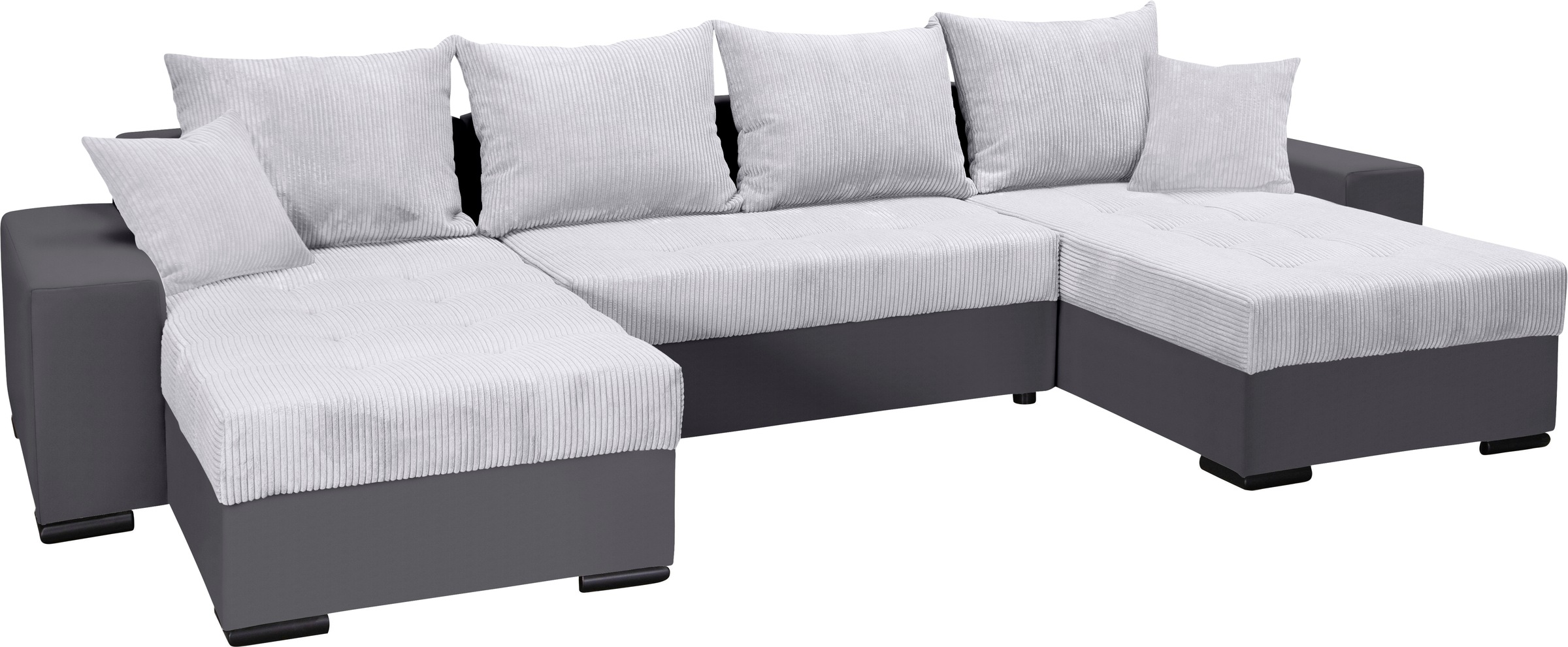COLLECTION AB Wohnlandschaft »XL-Josy U-Form, Breite 313 cm, Cord-/Mix«, inkl. Bettfunktion, Bettkasten, mit 4 gleich großen Rückenkissen