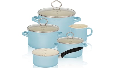 Topf-Set »Sylt«, Emaille-Aluminiumguss, (Set, 8 tlg., Fleischtopf 16/20/24 cm,...