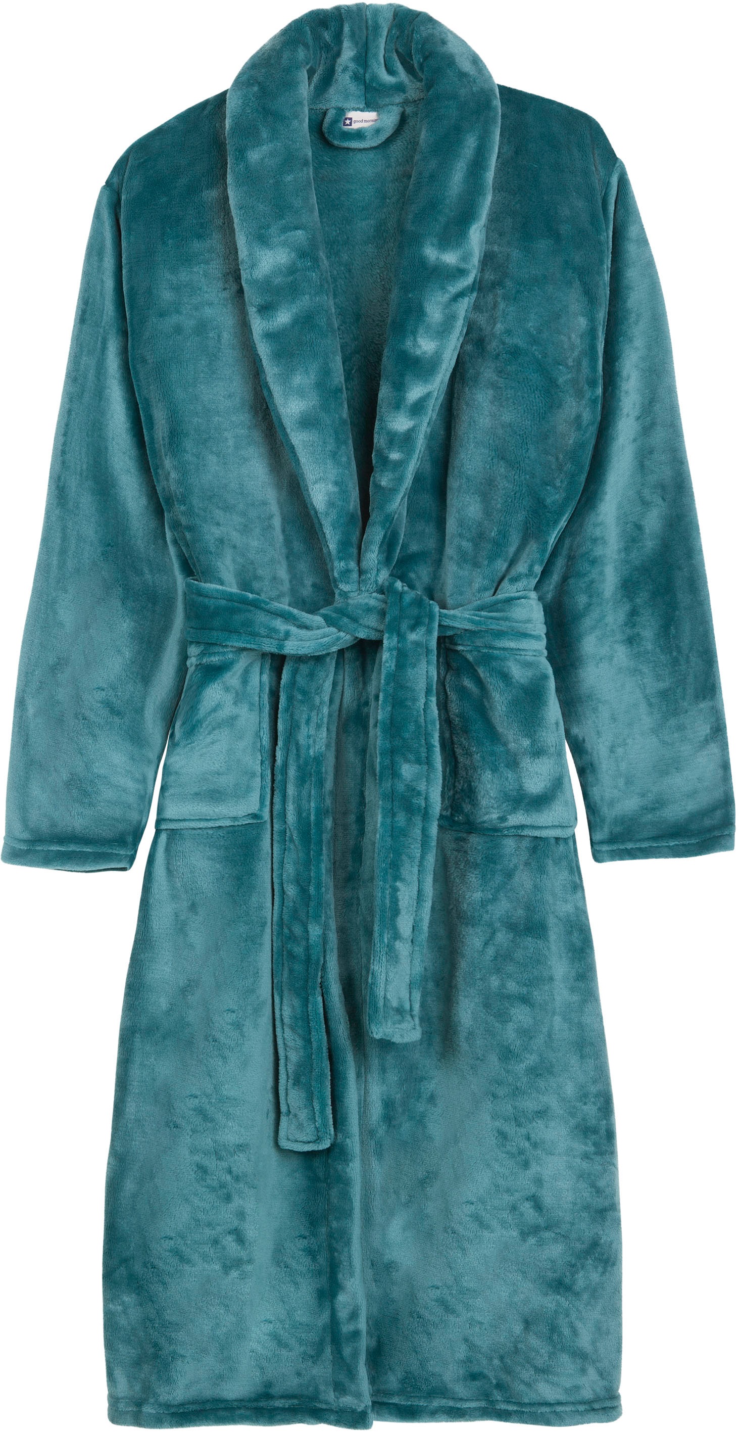Good Morning Bademantel »Good Morning Bathrobe Uni« Packung, 1x Bademantel, 1 Stk. Schalkragen, Gürtel, Taschen, Damen & Herren, Velours, Glanz