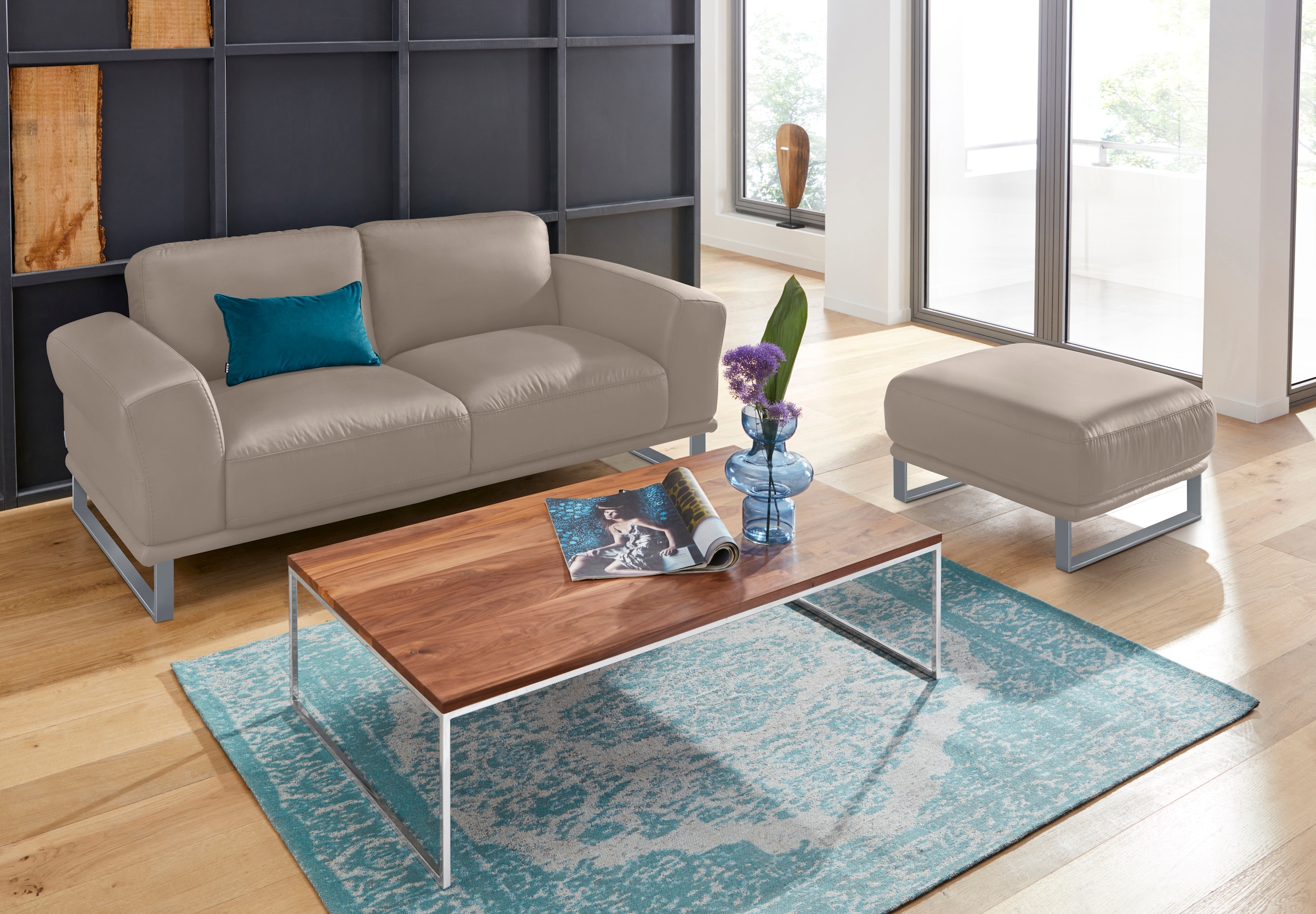 W.SCHILLIG Hocker »montanaa«, mit Metallkufen in Silber matt, Breite 71 cm