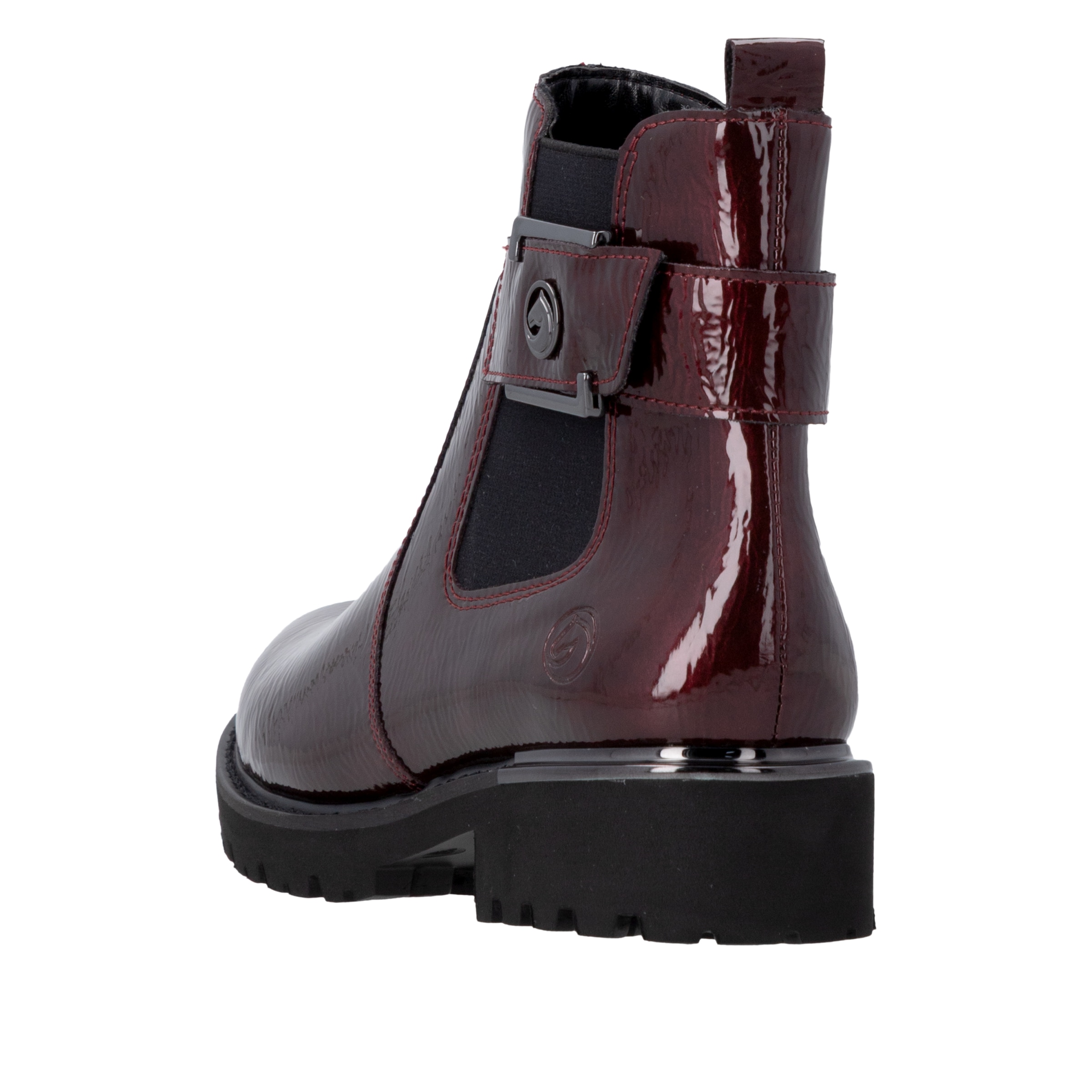 Remonte Chelseaboots  Blockabsatz, Stiefelette, Lackboots mit Metallic-Einsatz am Absatz