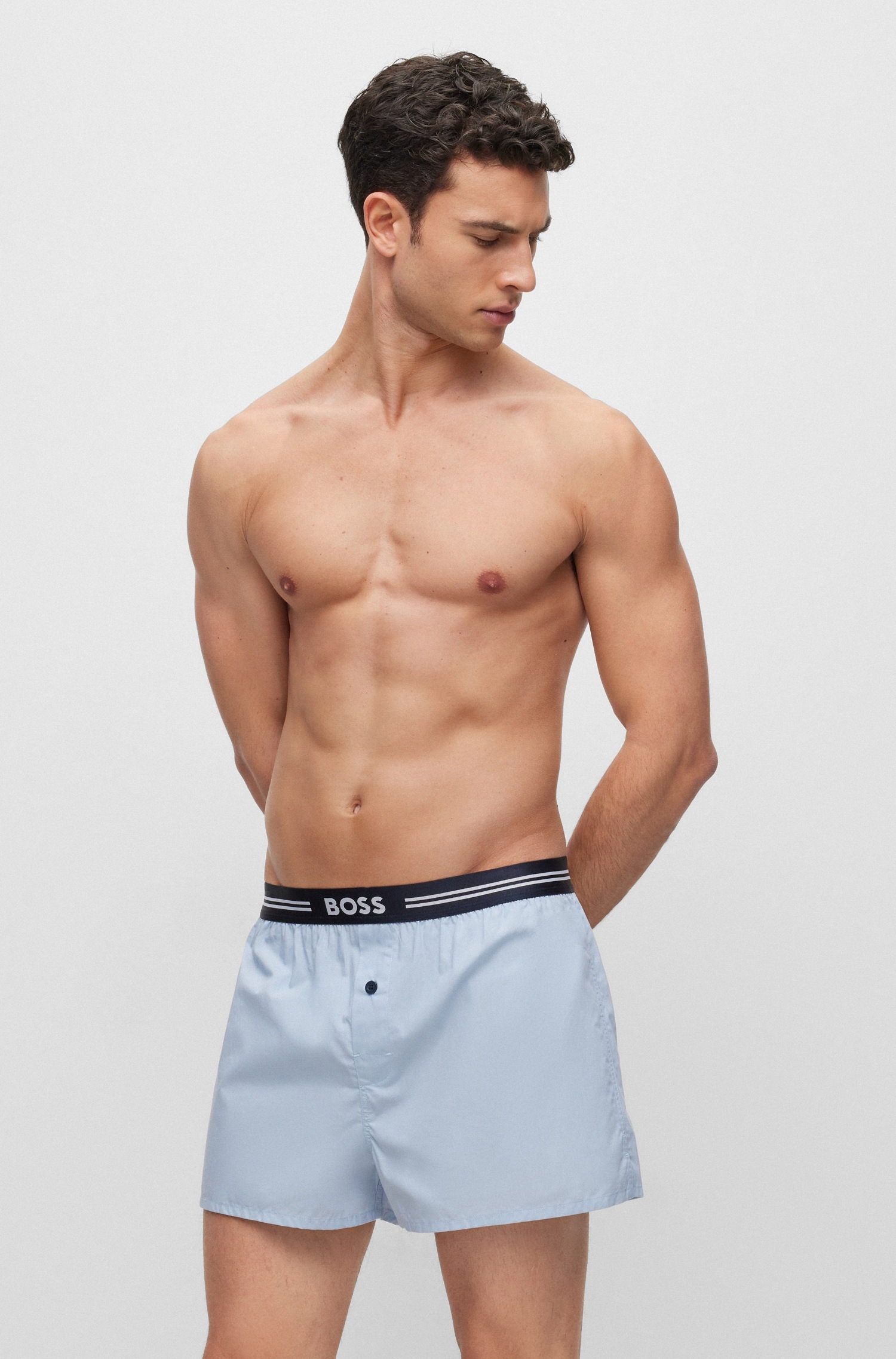 BOSS Boxershorts »3P Woven Boxer«, (Packung, 3 St., 3er Pack), mit Eingriff mit Knopf