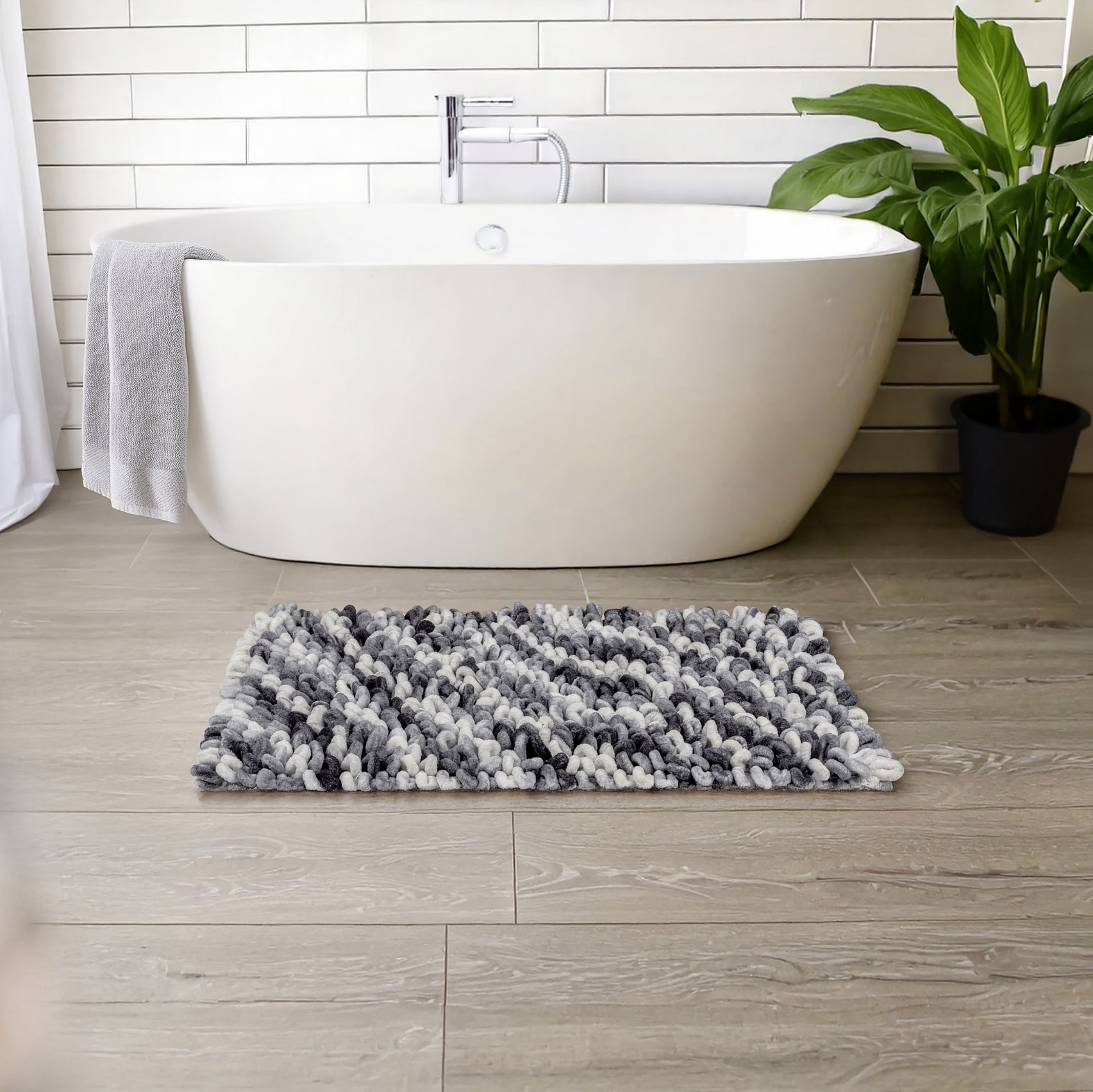 WENKO Badematte »Lerici« Höhe 60 mm rutschhemmend beschichtet fusselfreier Badteppich, 3D-Struktur, hohe Feuchtigkeitsaufnahme