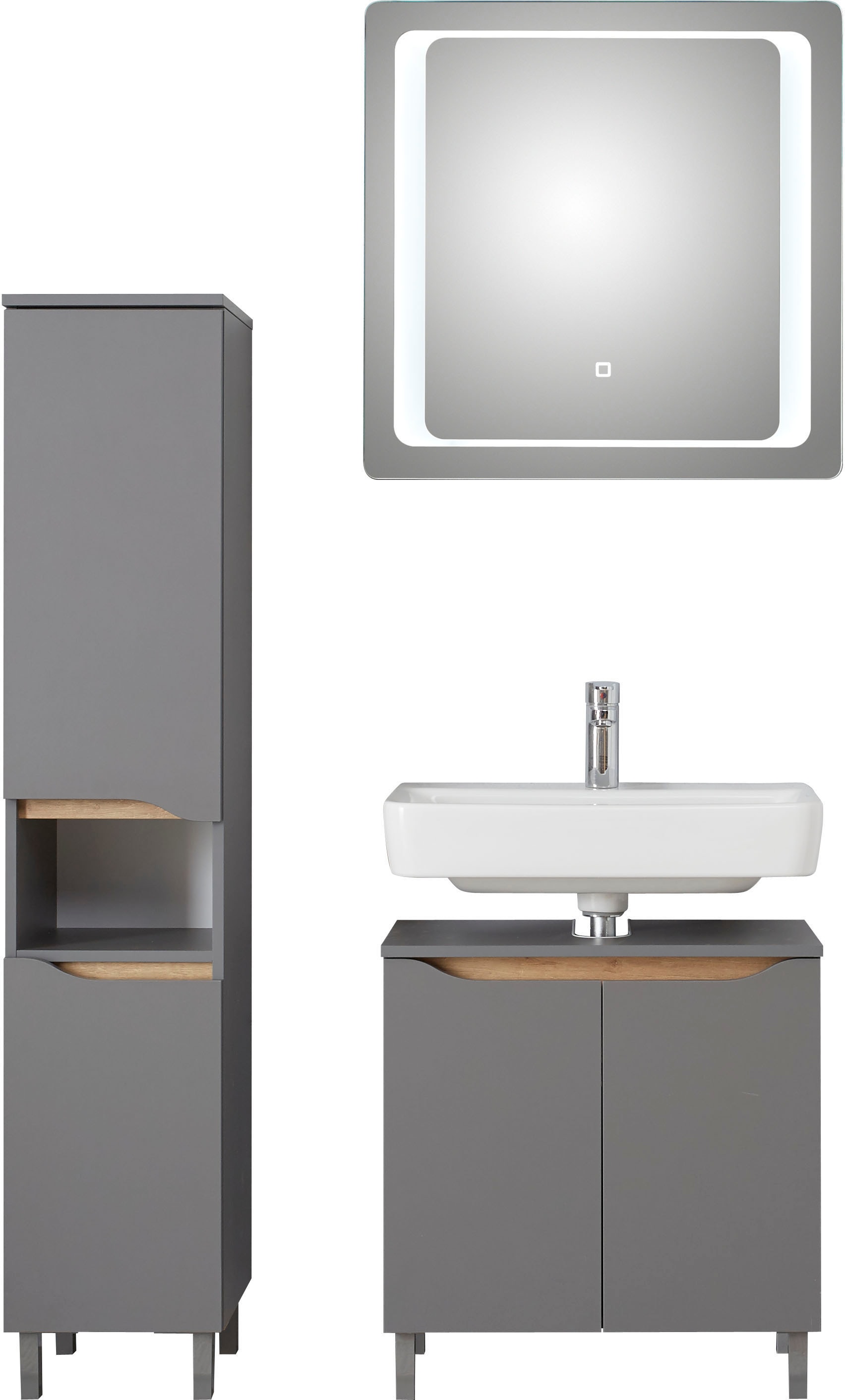 Saphir Badmöbel-Set »Quickset 3-teilig, Waschbeckenunterschrank mit LED-Spi günstig online kaufen