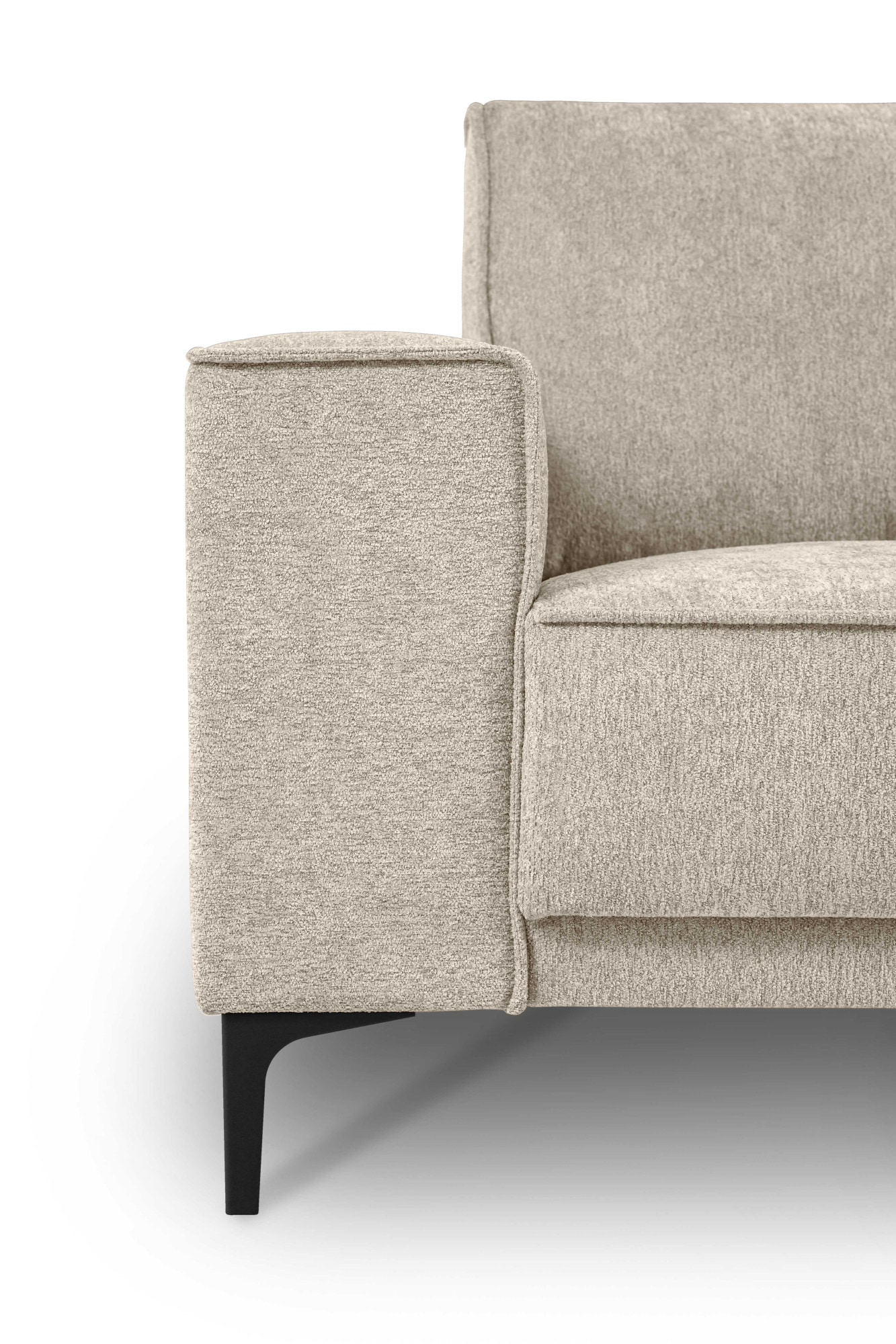 Places of Style 3-Sitzer »3er Sofa Oland, Struktur, Flachgewebe, Luxus-Microfaser, Boucle«, 224 cm, Wellenunterfederung, Skandi-Design, Metallfüße