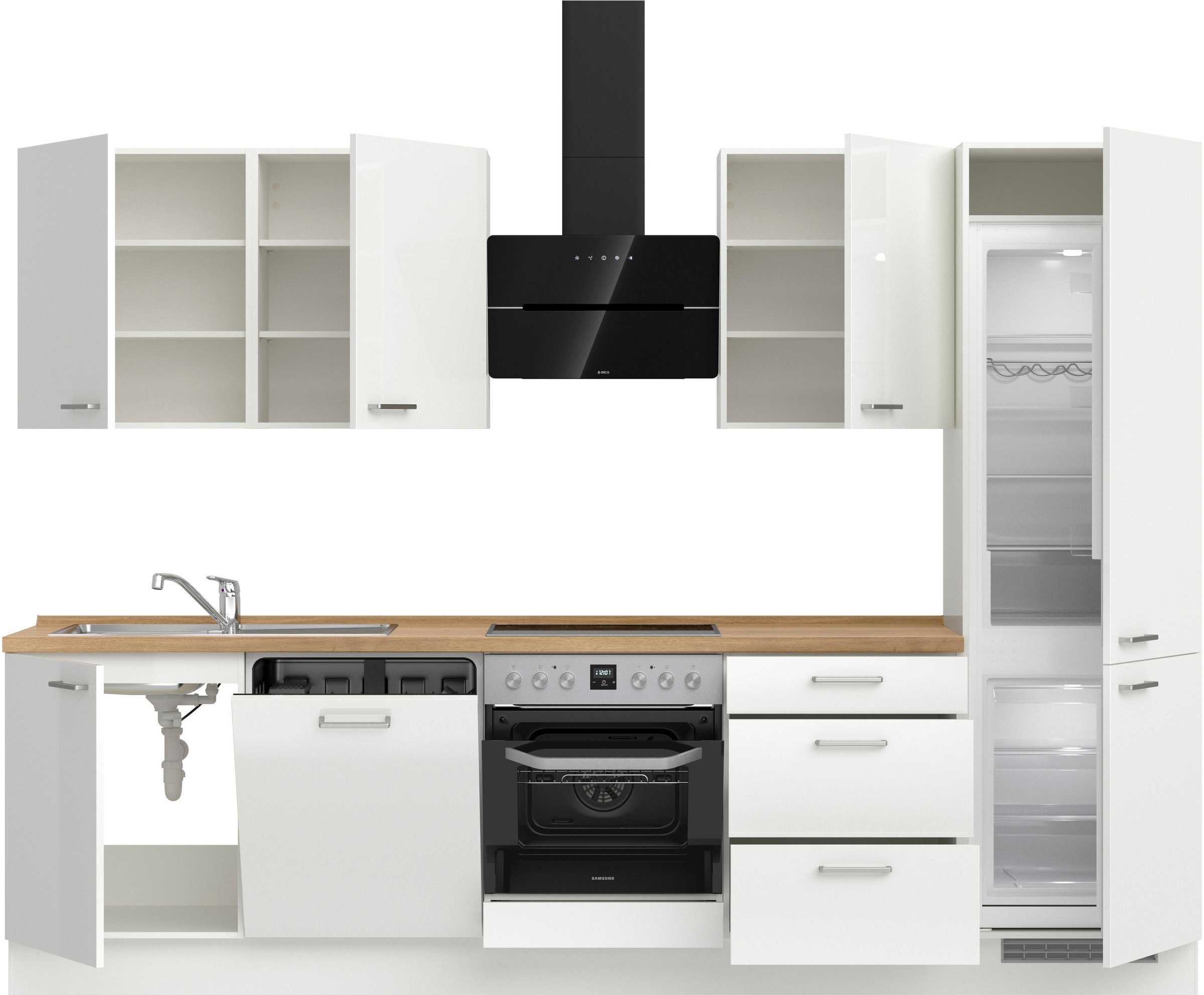 nobilia® Küchenzeile »"Flash II"«, vormontiert, Ausrichtung wählbar, Breite 300 cm, wahlw. mit E-Geräten