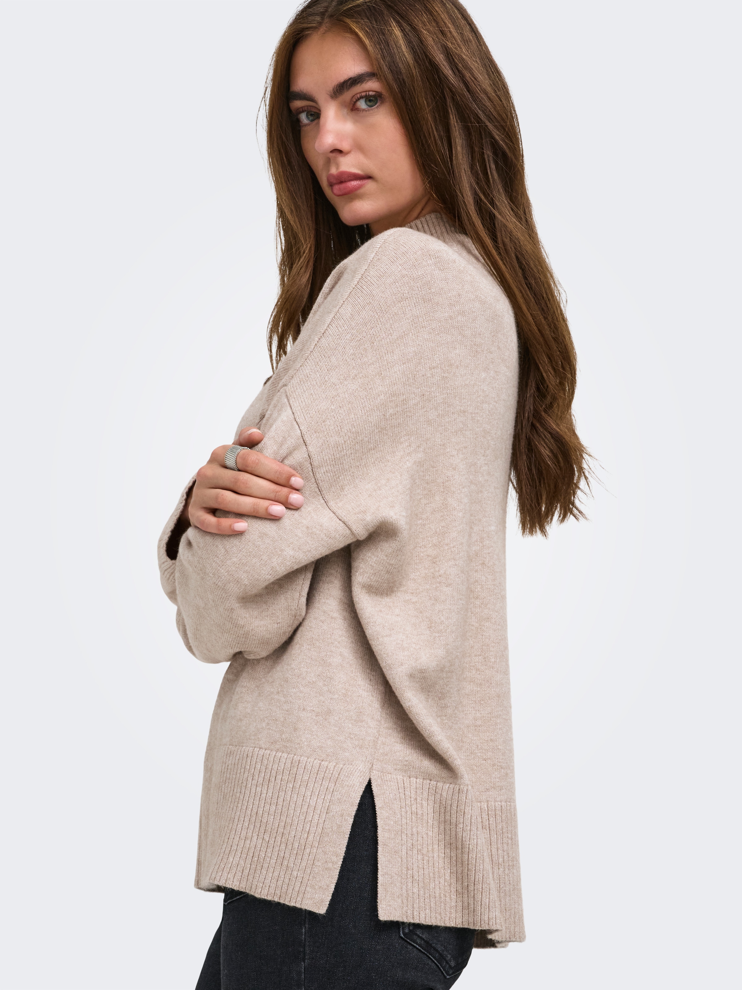 ONLY Strickpullover »ONLMARY LS HIGH NECK SLIT KNT NOOS« Viskosemischung, regular fit