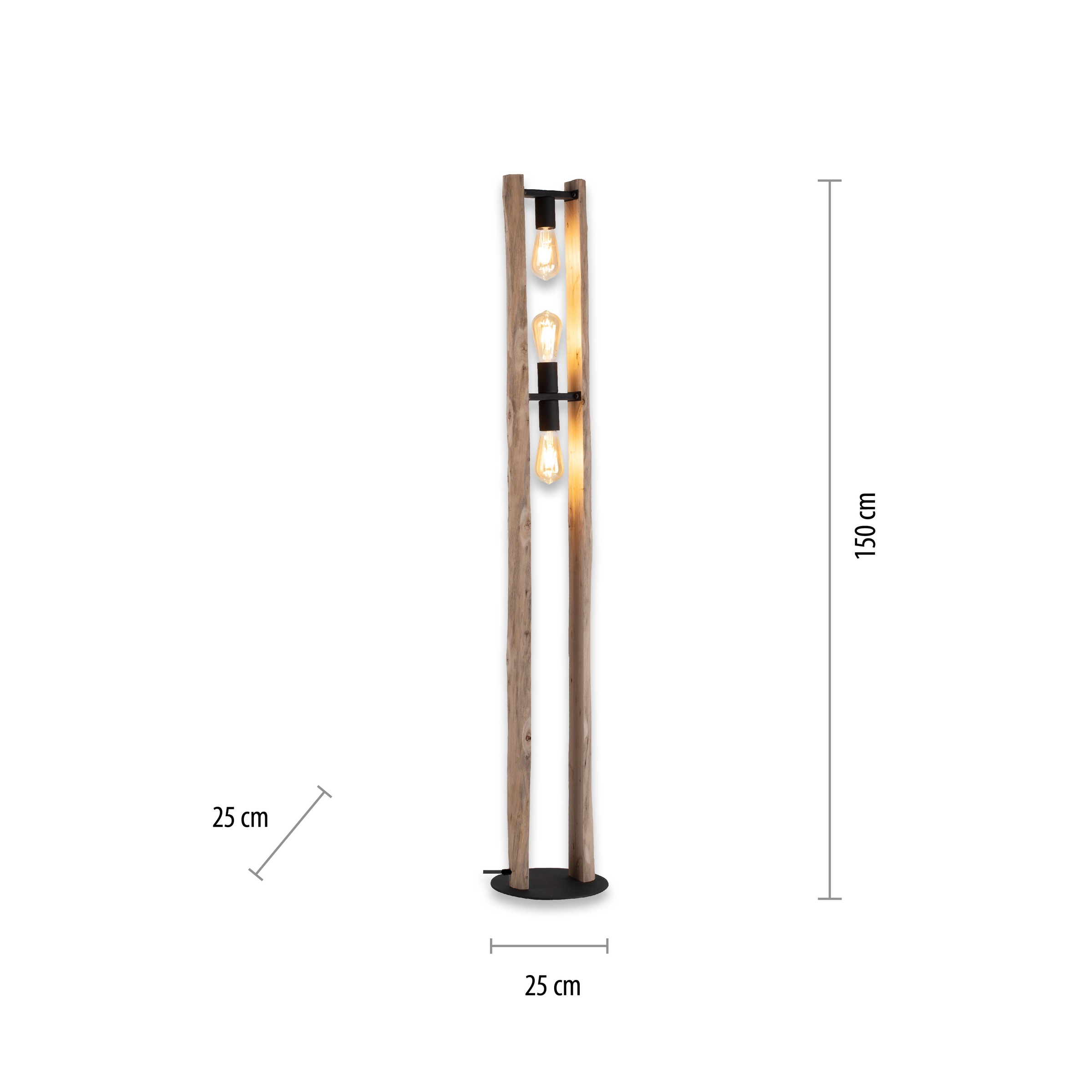 JUST LIGHT Stehlampe »LOG«, 3 flammig, ExklusiveE27, Schalter, Fußschalter