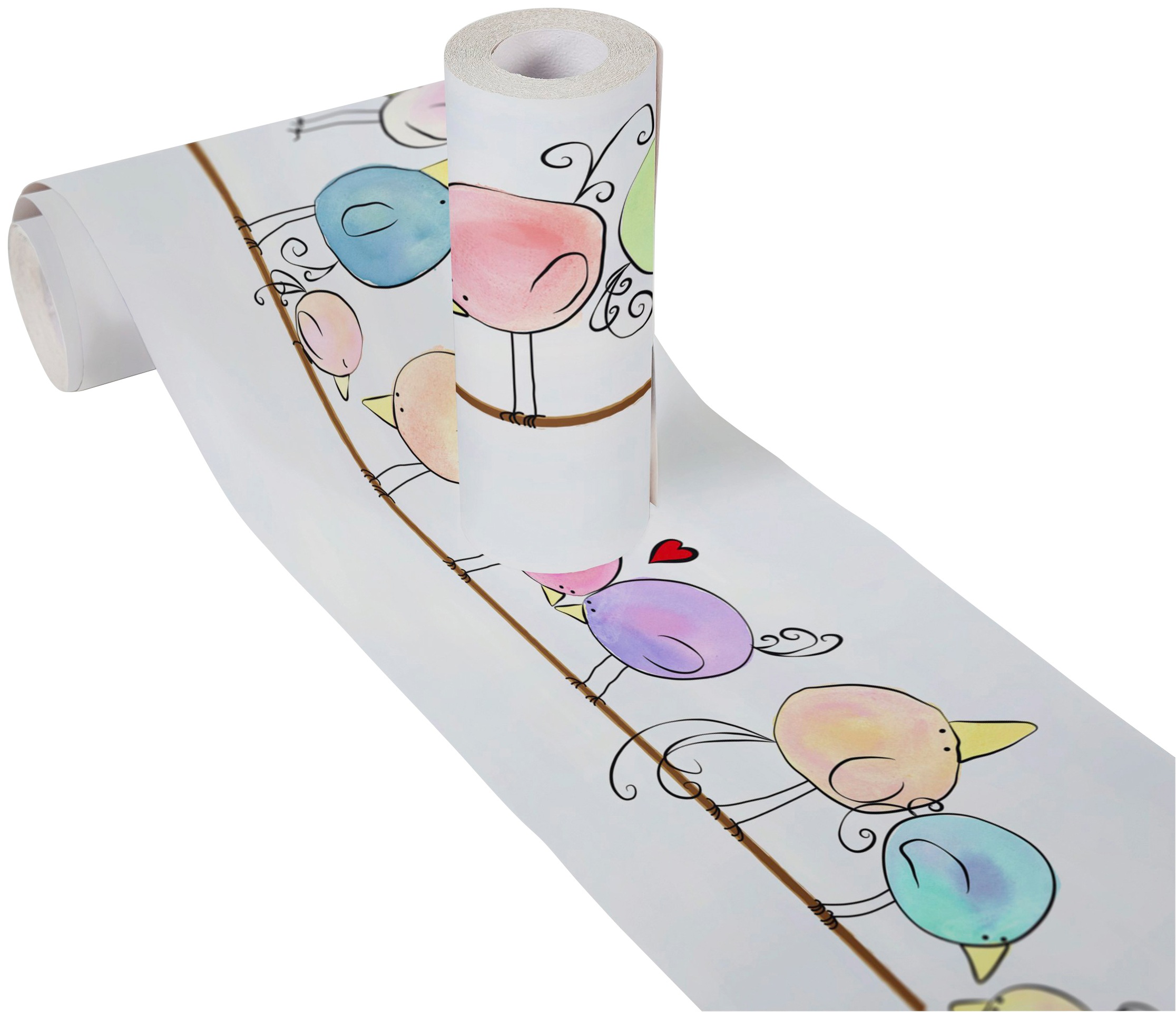A.S. Création Bordüre »Funny Birds«, Motiv-abstrakt-naturalistisch, Kindertapete Tapete für Baby- und Kinder Borte Design Kinderzimmer