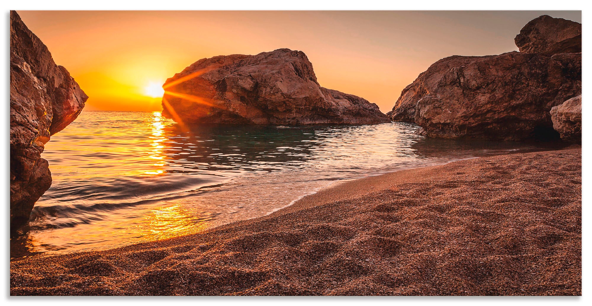 in als Wandaufkleber Rechnung oder Strand«, Poster Wandbild »Sonnenuntergang versch. Strand, auf Leinwandbild, Artland Alubild, bestellen und (1 Größen St.),
