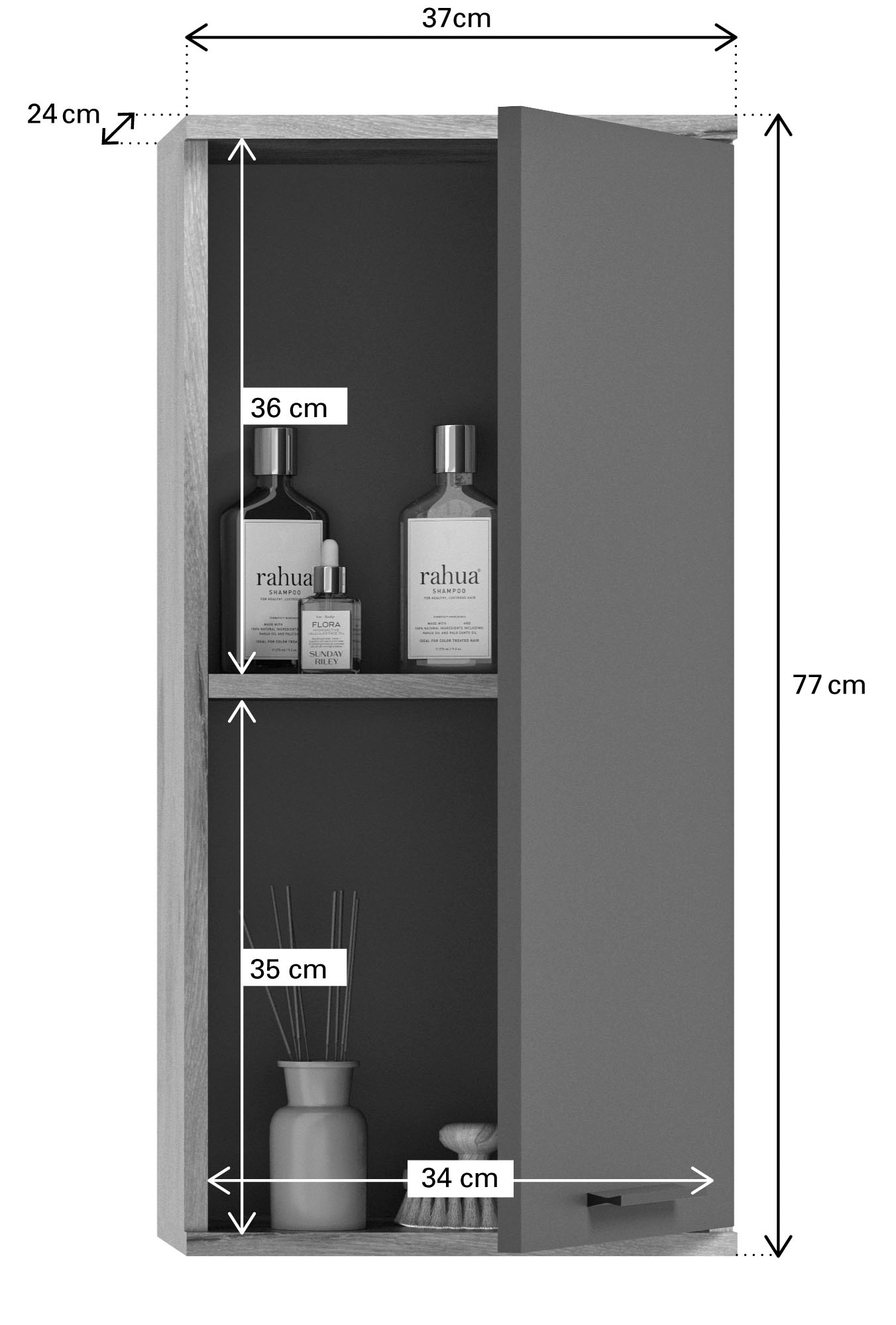 INOSIGN Hängeschrank »Riga, Breite 37cm, 1 Tür (Türanschlag wechselbar), 1 Einlegeböden«, Badmöbel, Badschrank, Schrank, Wandschrank, Bad, Badezimmer
