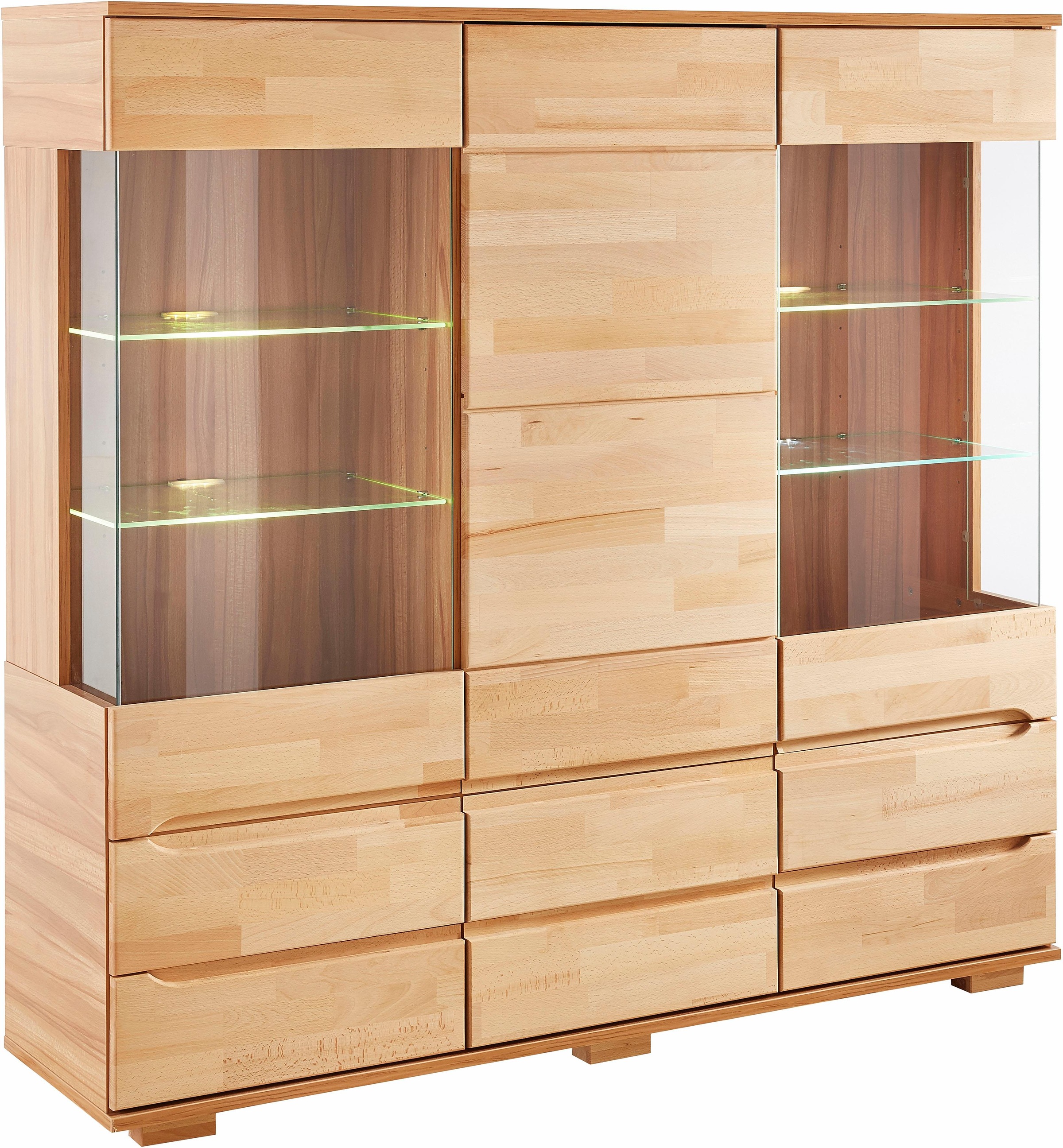Home affaire Highboard »Vetro,150cm breit,40 cm tief,Fronten Massivholz,9 F günstig online kaufen