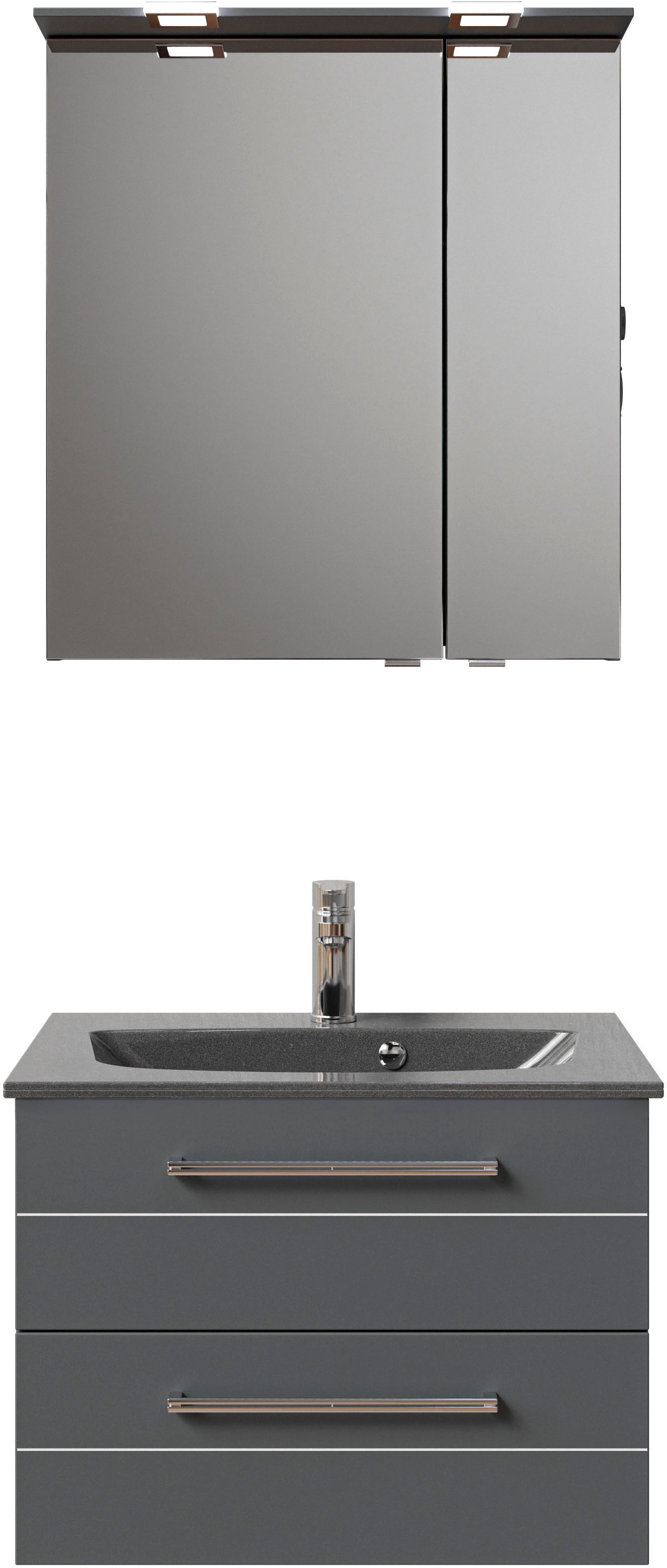 Saphir Badmöbel-Set »Serie 6025 2-teilig Mineralmarmor-Waschtisch mit LED-S günstig online kaufen