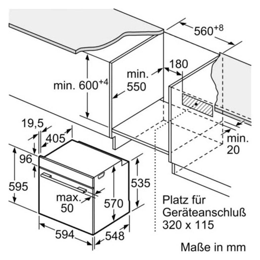 BOSCH Backofen-Set »HBD635CS62«, HBA537BS0, mit Teleskopauszug nachrüstbar, ecoClean Direct