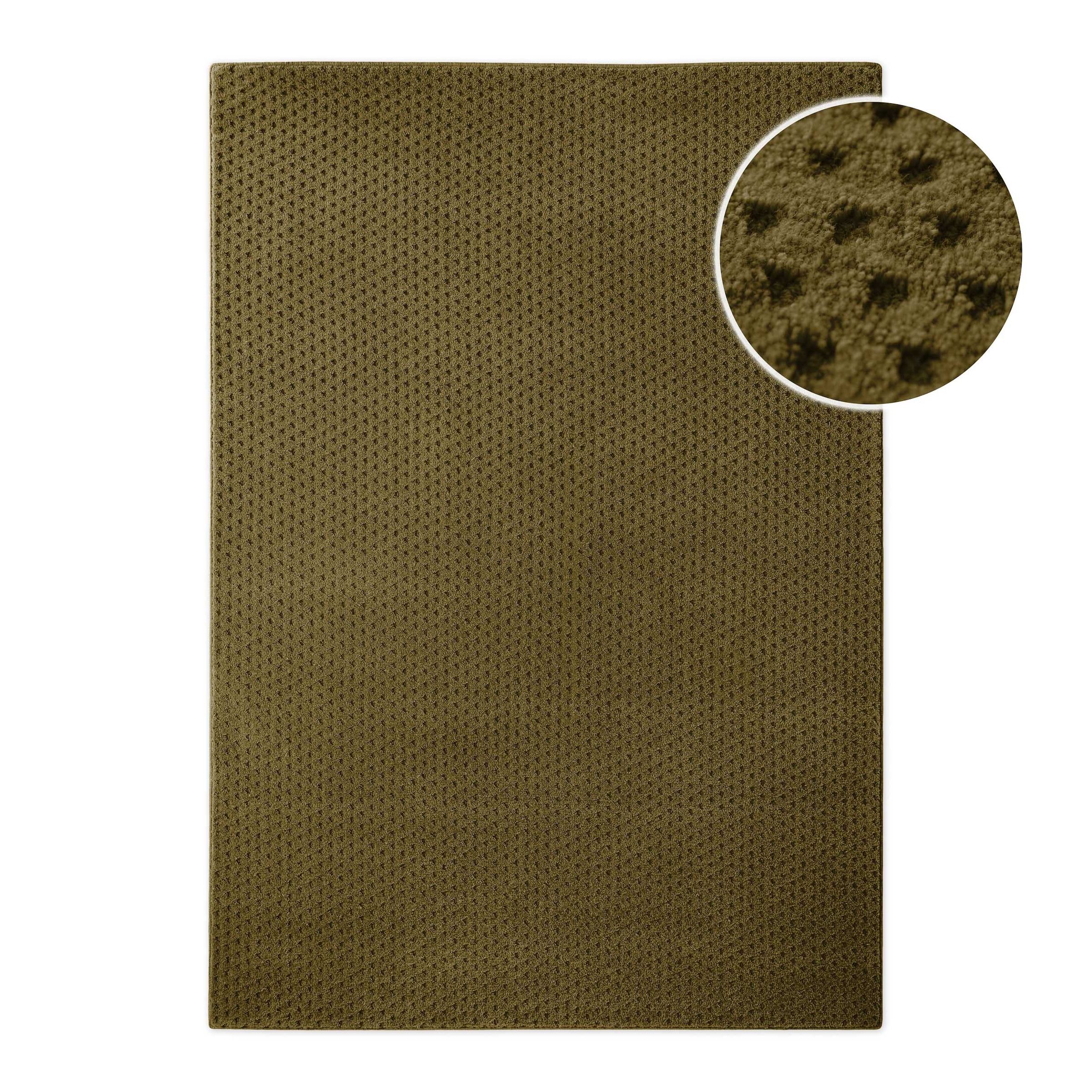 Wecon home Teppich »Castello THREE« rechteckig 7 mm Höhe Schurwolle, Kurzflor mit Hoch-Tief-Effekt, Wohnzimmer, Punktmuster