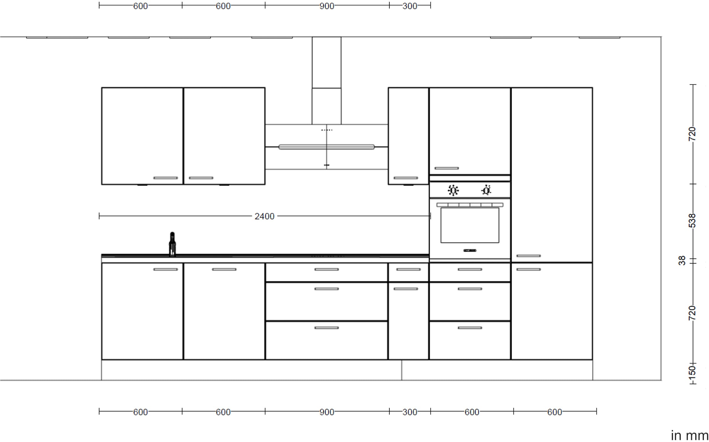 nobilia® Küchenzeile »"Touch II"«, vormontiert, Ausrichtung wählbar, Breite 360 cm, wahlw. mit E-Geräten