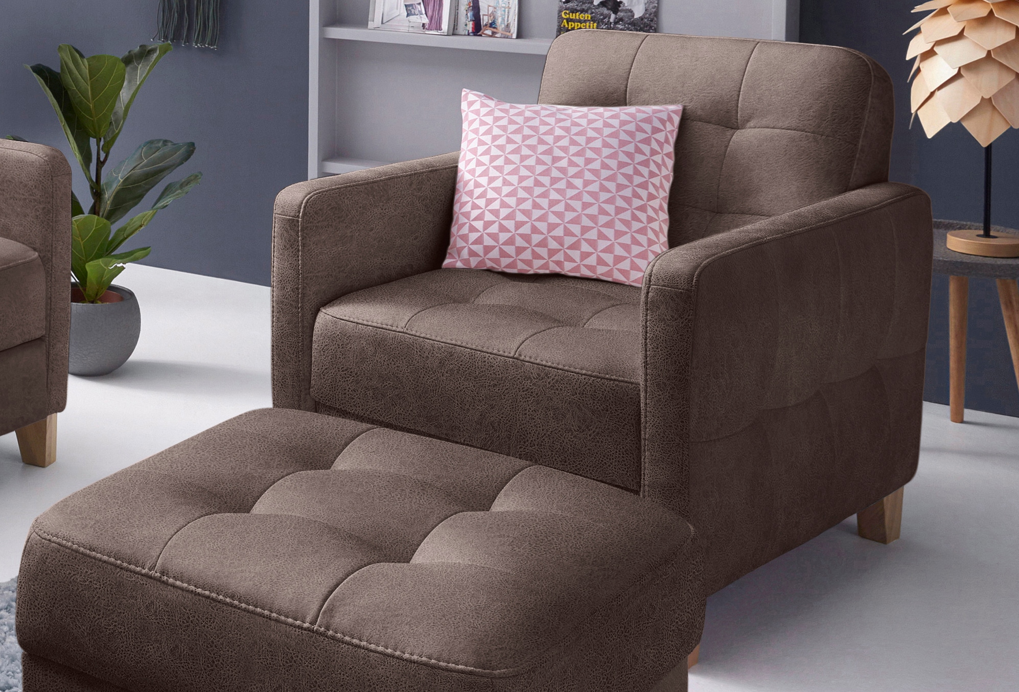 exxpo - sofa fashion Sessel »Elio, Loungesessel, aufwendige Detailverarbeitung, bequem und modern«, hoher Sitzkomfort für entspannende Momente