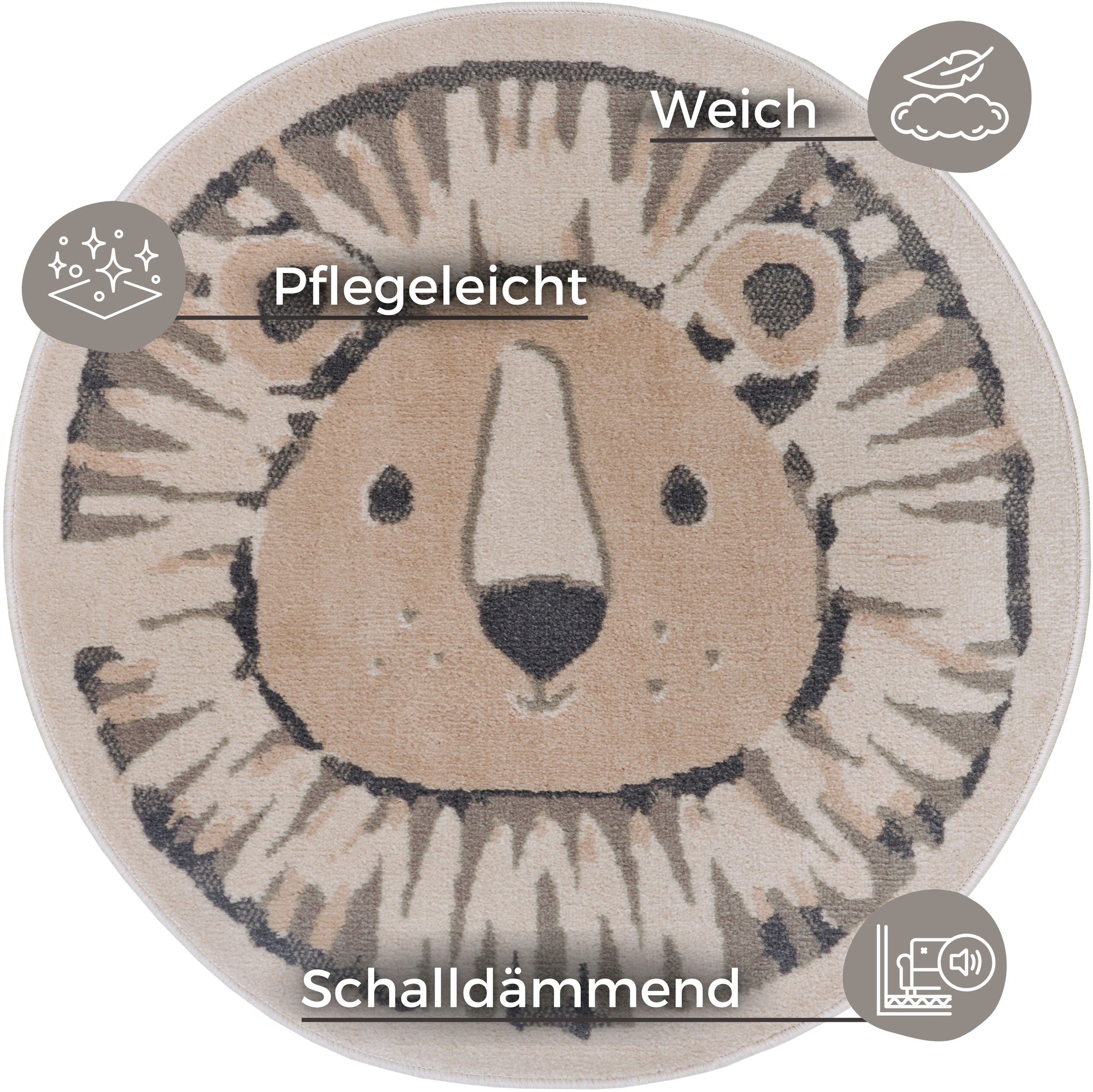 HANSE Home Kinderteppich »Adventures Lion«, rund, 8 mm Höhe, Spielteppich, günstig online kaufen