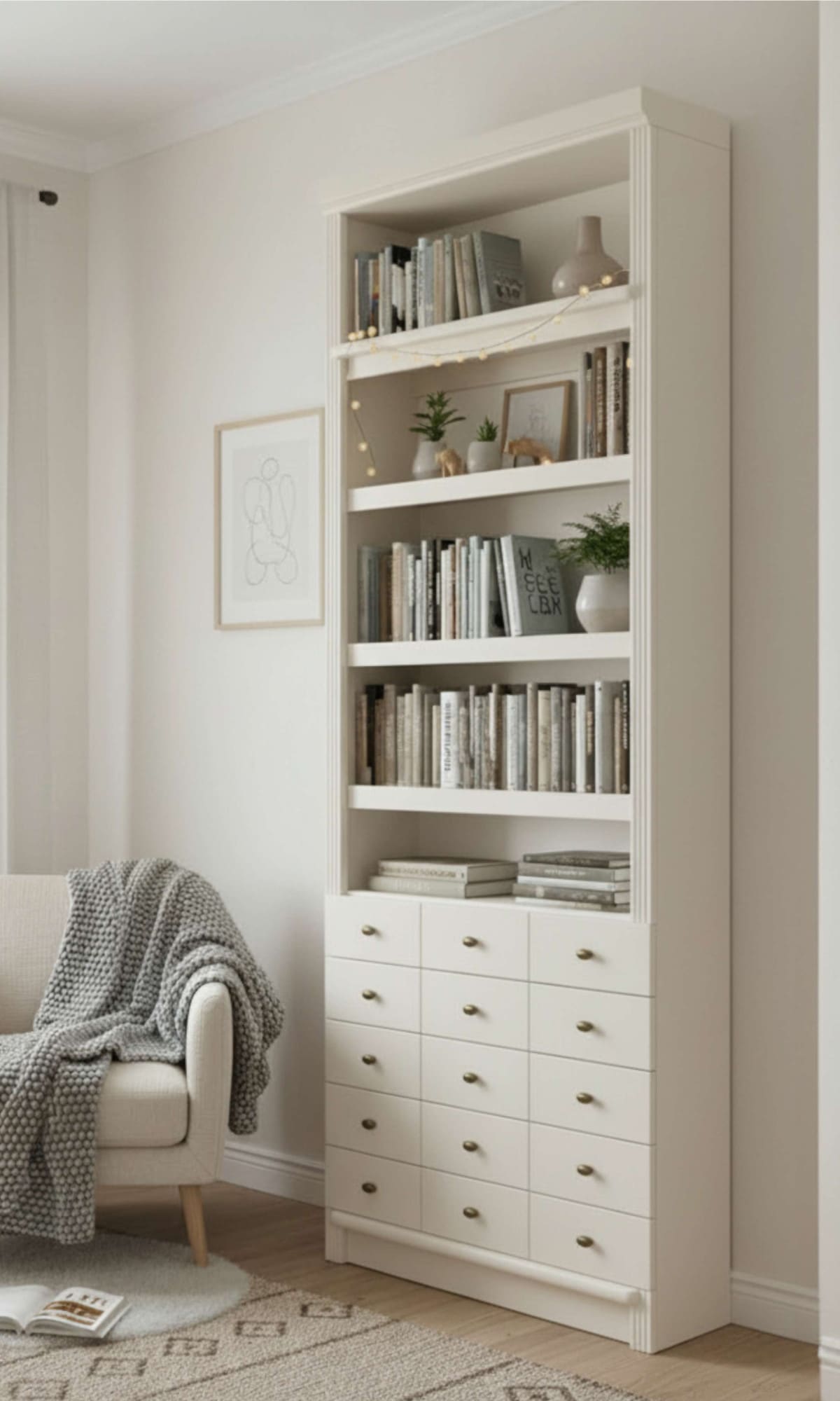 Home affaire Bücherregal »Soeren Regal mit 5 breiten Schubkästen in geteilter Optik« T/H: 80/29/220 cm, Kiefer FSC®-zertifiziert, elegante Metallgriffe