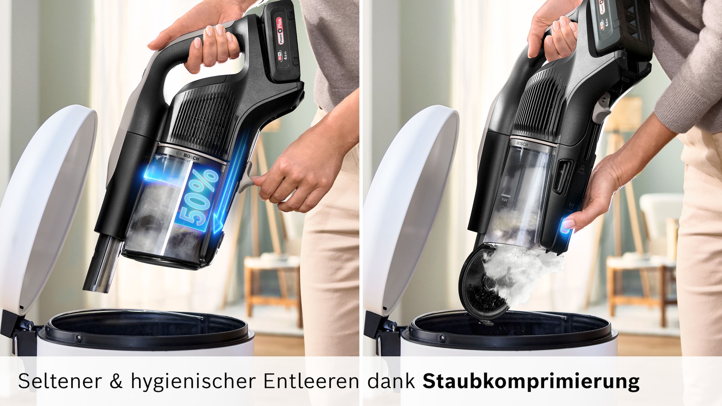 BOSCH Akku-Stielstaubsauger »BTS1042GQC« Display, Knickrohr, HEPA-Filtersystem, Schnellladegerät, 2 Akkus, grau