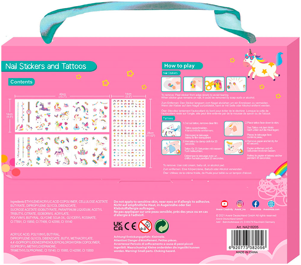 Avenir Kreativset »Kinder-Nagelsticker & Tattoos Einhorn«