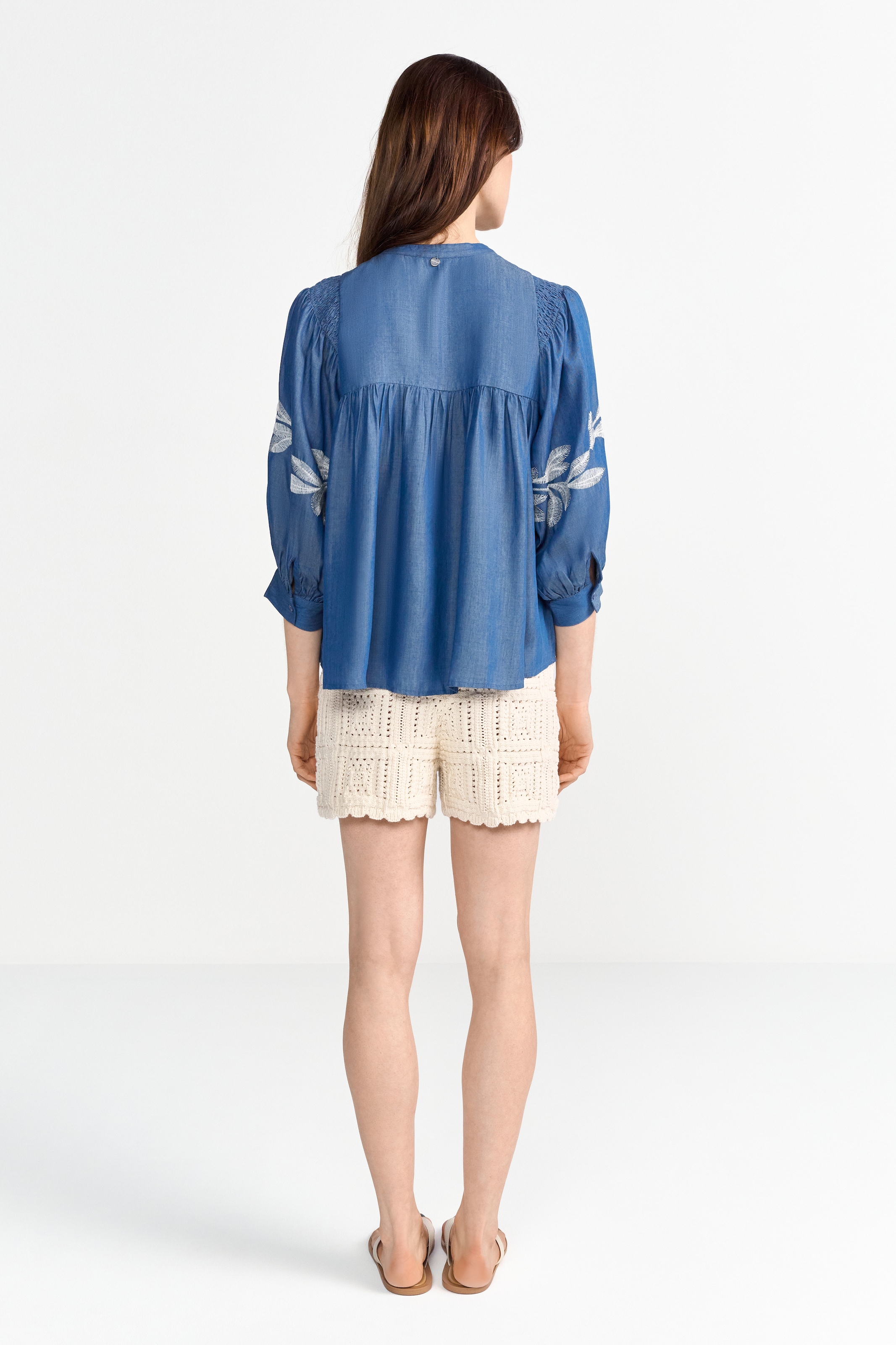 RICHROYAL Langarmbluse Mit Rundhalsausschnitt mit Stehkragen