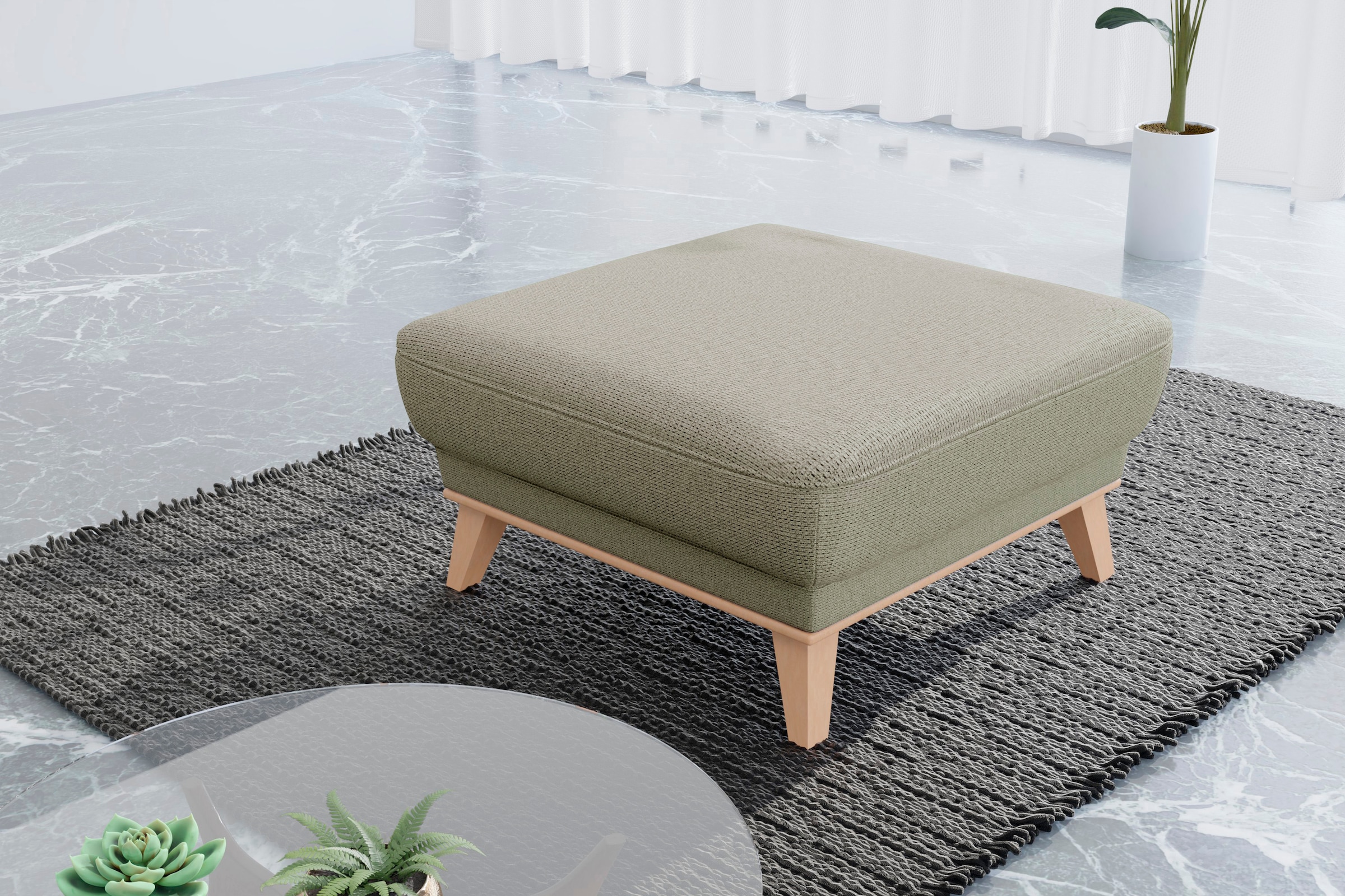 sit&more Polsterhocker »Lavida«, Mit elegantem Holzrahmen günstig online kaufen