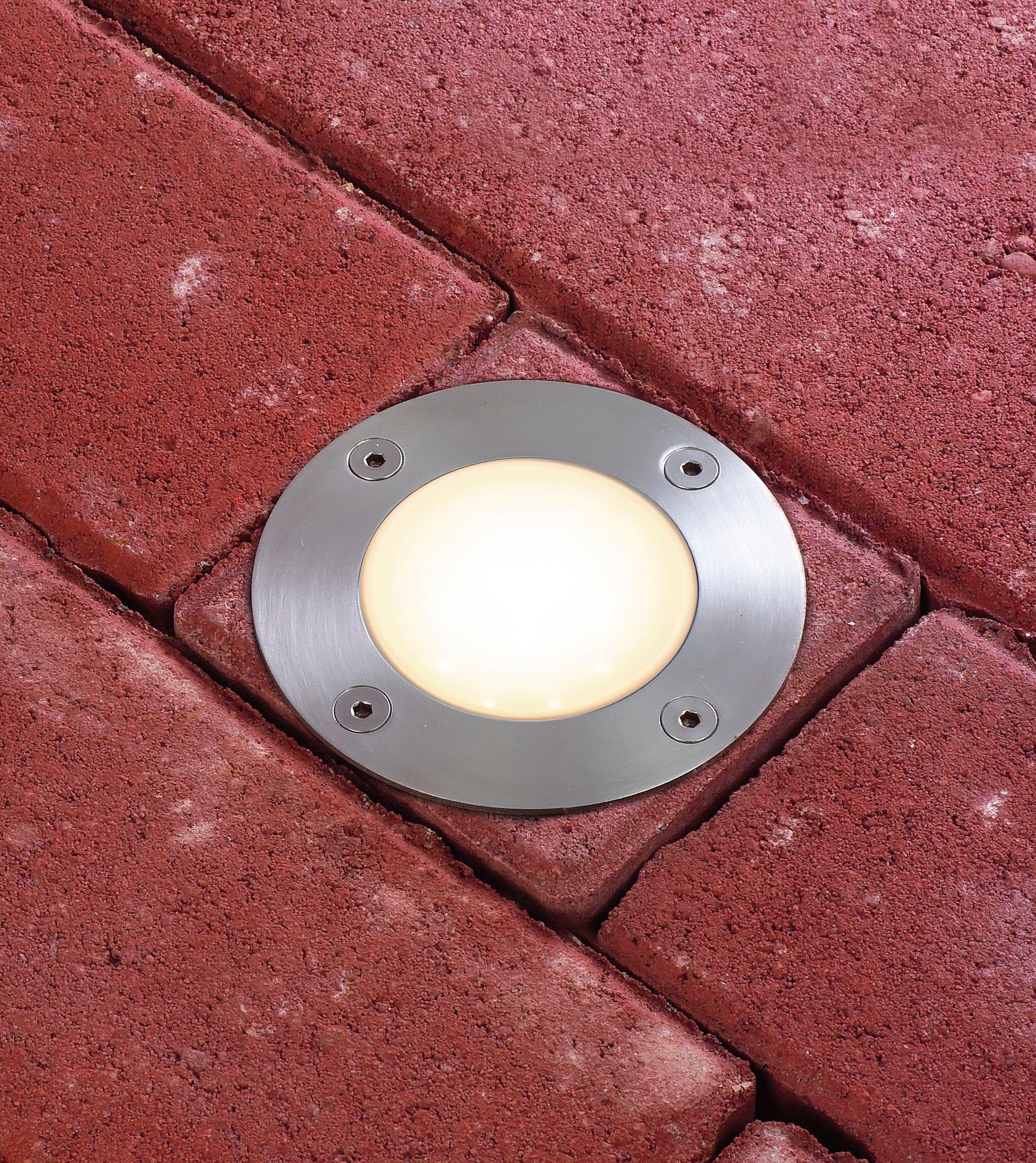Paulmann LED Einbauleuchte »Outdoor 230V Boden rund LED 1,2W 2700K 110mm Edelstahl/Metall«, 1 flammig, Outdoor 230V Boden rund LED 1,2W 2700K 110mm Edelstahl/Metall