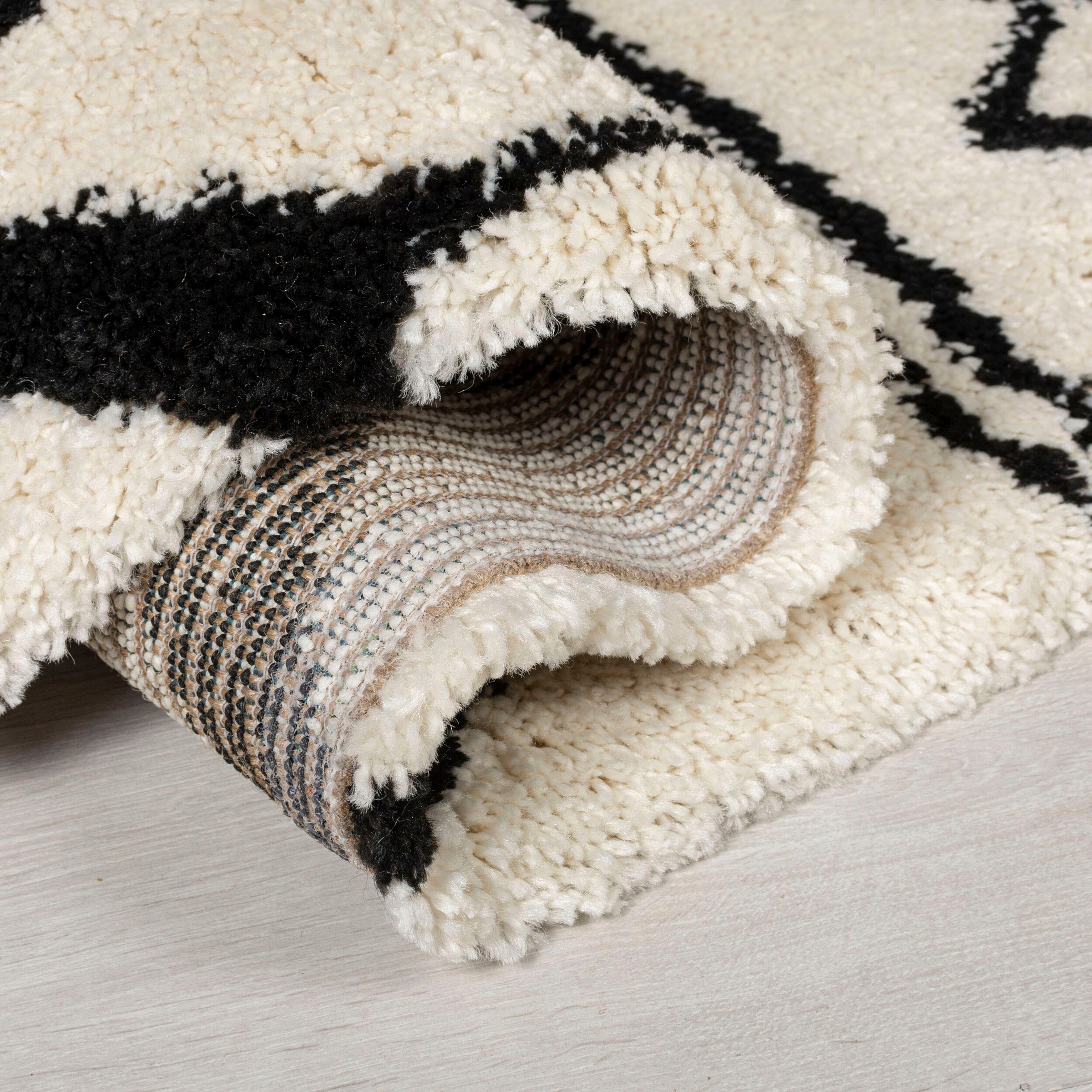 FLAIR RUGS Hochflor-Teppich »Souk Berber«, rechteckig, 30 mm Höhe, Boho-Look, Rauten Design, weich