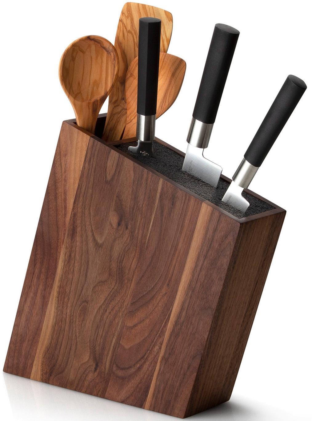 Continenta Messerblock 1 Stk. Walnussholz, integrierter Utensilienbehälter günstig online kaufen