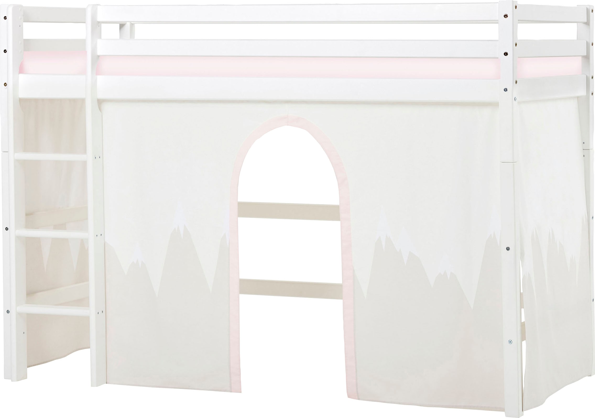 Hoppekids Hochbett "Winter Wonderland" 90x200cm mit Vorhang & Matratze", (S günstig online kaufen