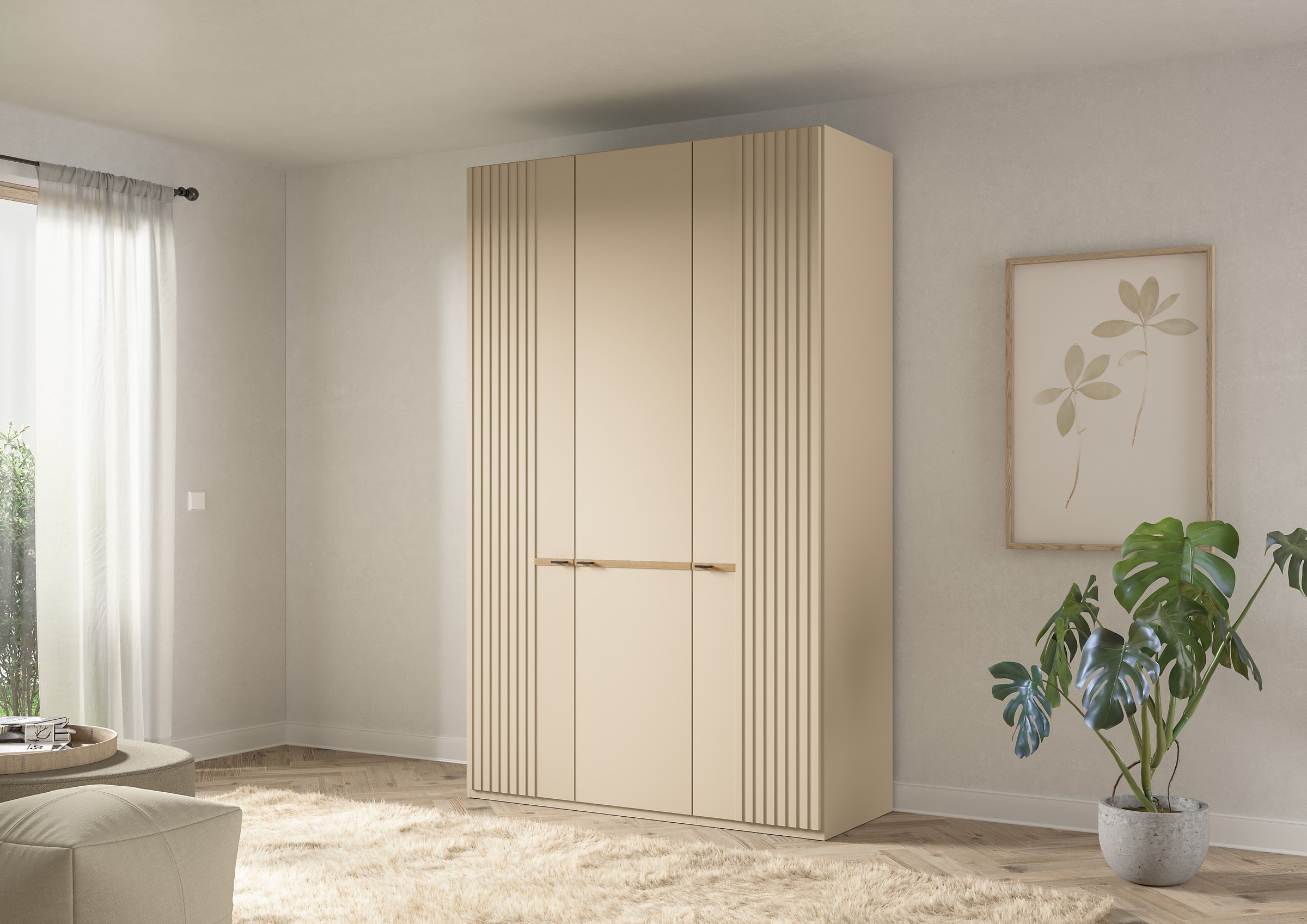 Musterring Drehtürenschrank "Isabelle" Lamellen in Korpusfarbe, Griffe in s günstig online kaufen