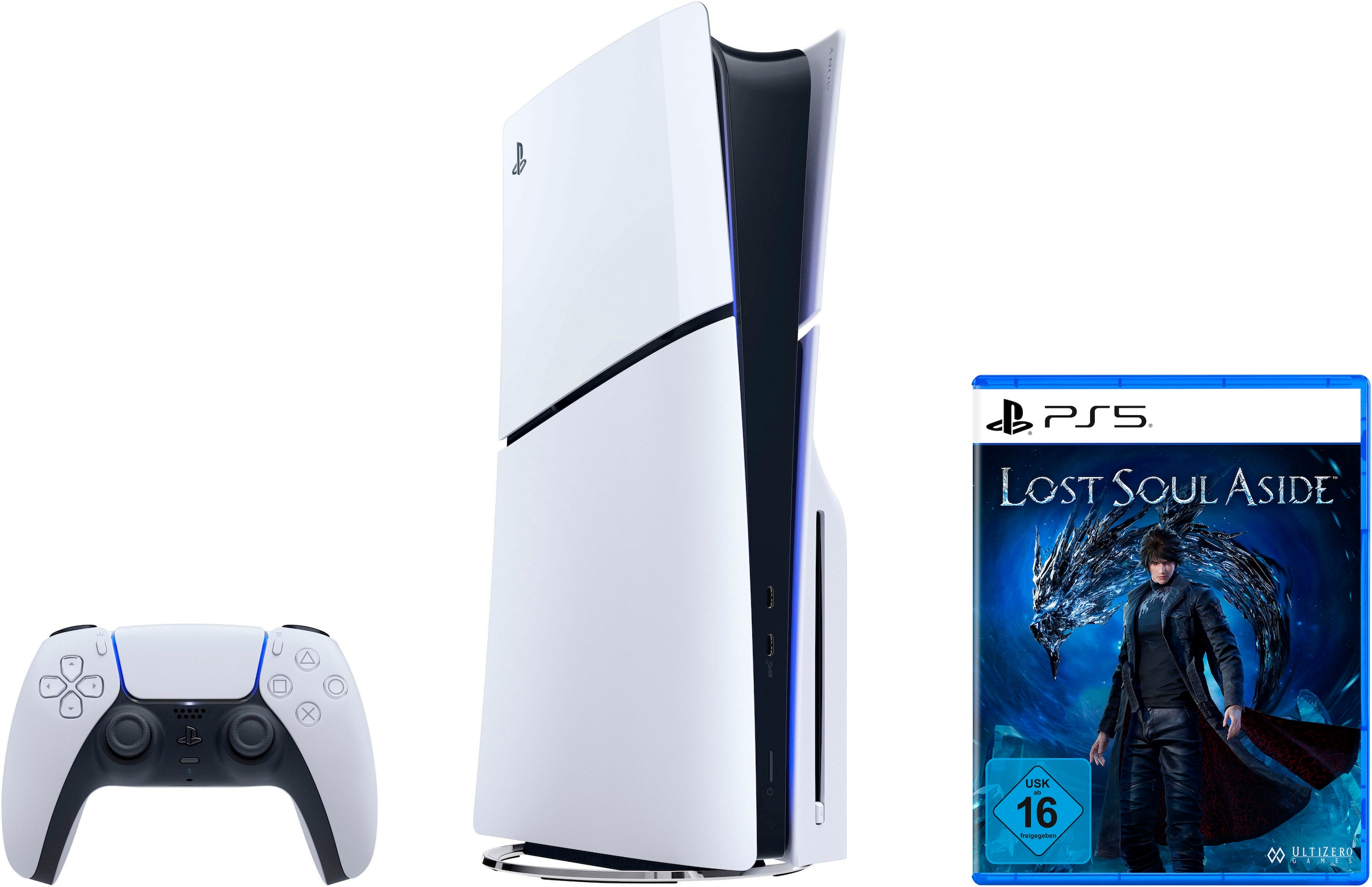 PLAYSTATION 5 Konsolen-Set »PS5 Disk Edition + PS5 Lost Soul Aside« 1.000 GB 1 TB weiß/schwarz Vertikaler Standfuß für PS5 Konsolen separat erhältlich