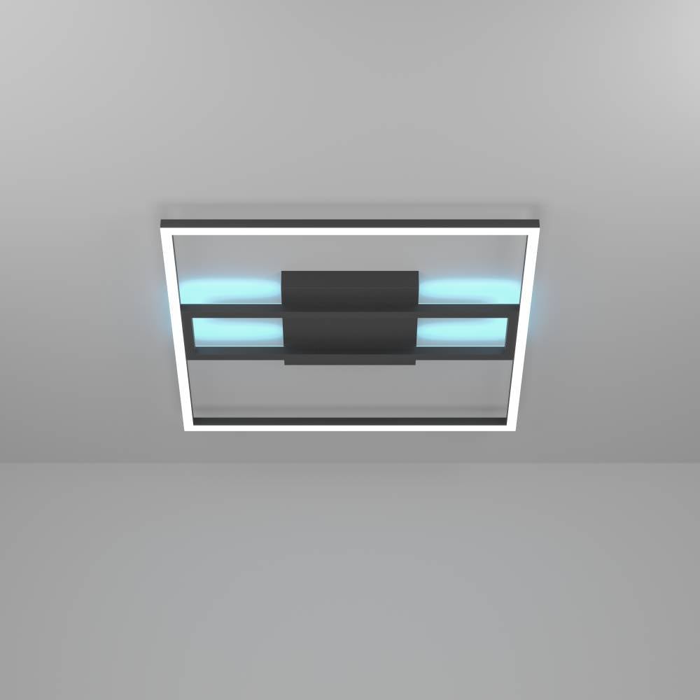 EGLO Deckenleuchte »CALAGRANO-Z Deckenlampe schwarz weiß, ZigBee 3.0, Backlight, Timer«, 1 flammig, Leuchtmittel LED-Modul | LED fest integriert, App / Sprachsteuerung Alexa, ‎‎45x45cm, exkl. Fernbedienung