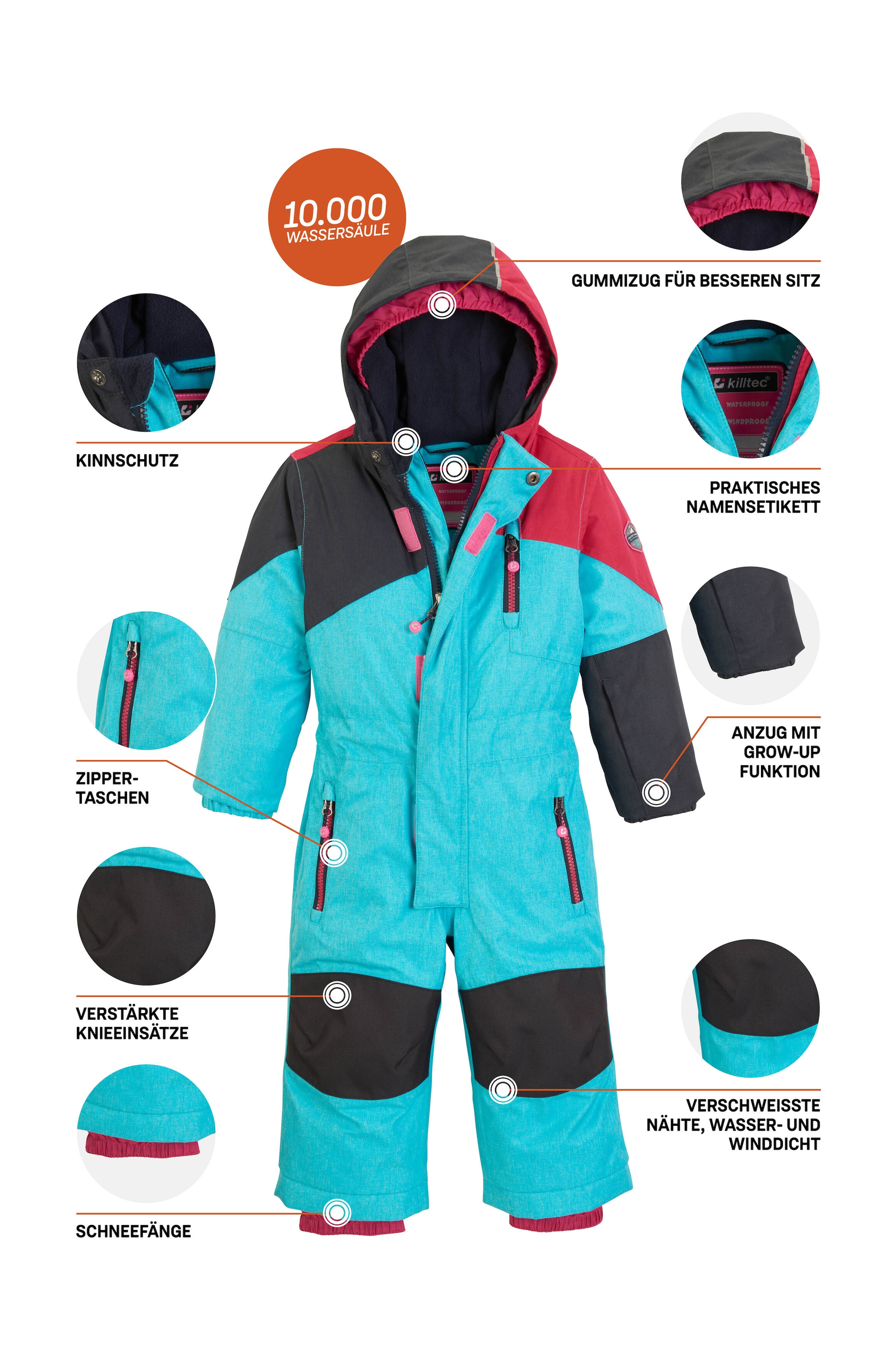 Killtec Skianzug »Kesley Mini« Skioverall, wind- und wasserdicht, innen warmes Fleece