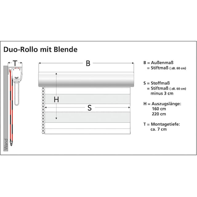 Liedeco Doppelrollo »DUO-Rollo mit 20 cm Streifen«, Lichtschutz, mit  Bohren, im Fixmaß bequem und schnell bestellen