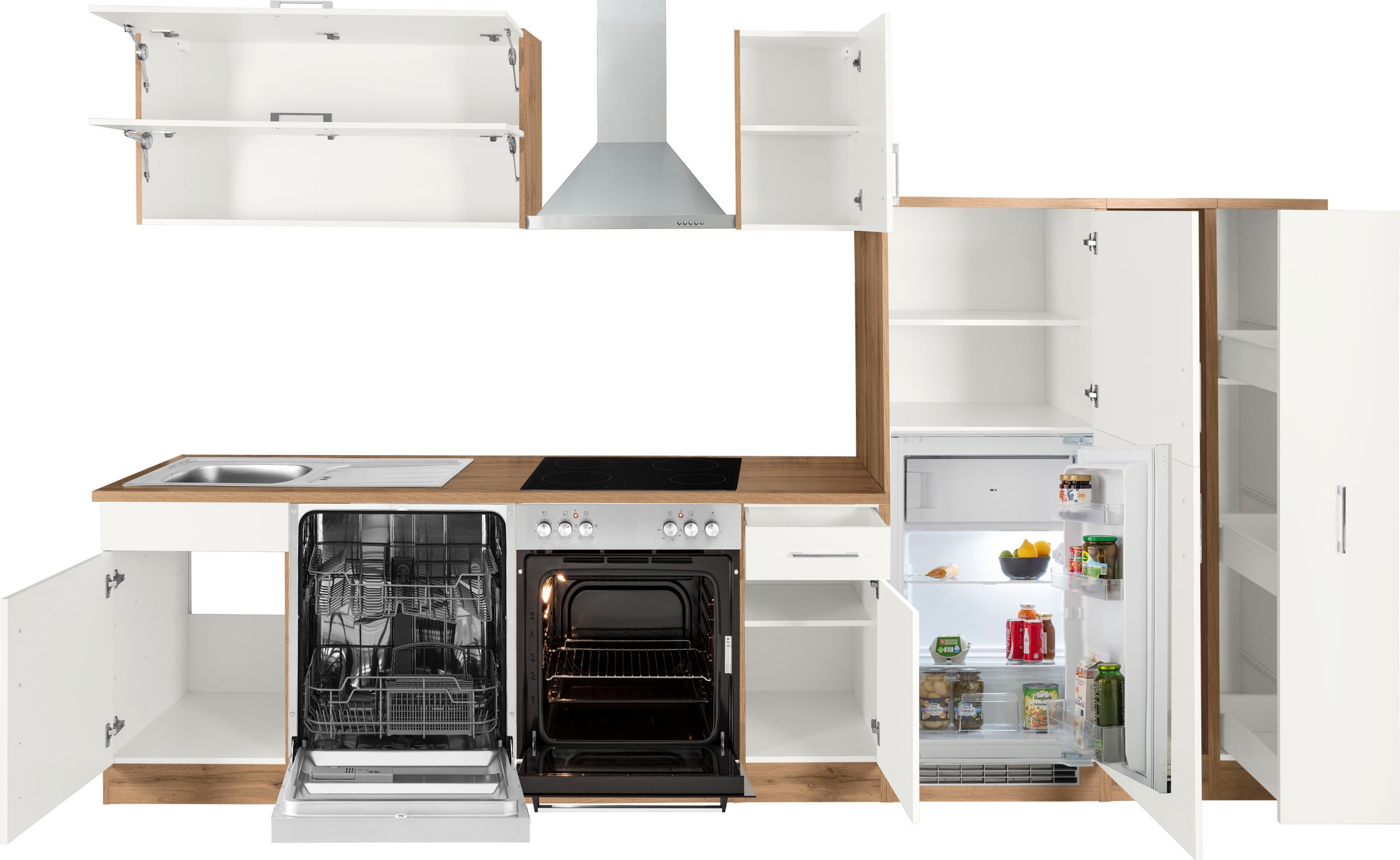 KOCHSTATION Küchenzeile »KS-Colmar«, mit E-Geräten, Breite 330 cm