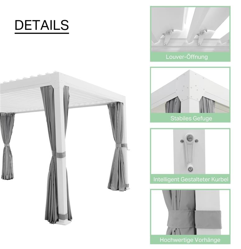 KONIFERA Pavillon »Palma«, Pergola, mit Lamellendach, Sockelmaß: 300x300 cm oder 400x300 cm