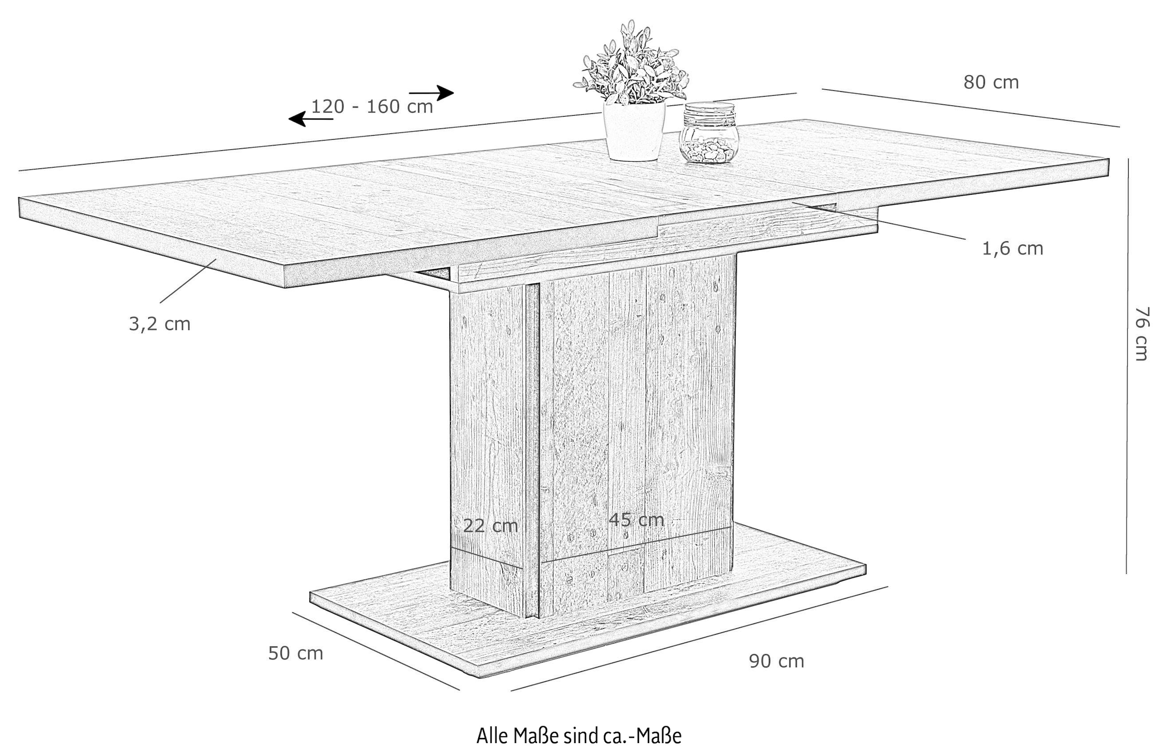 HELA Esstisch »Ariana«, durch innenliegende Einlegeplatten ausziehbar  120-160 cm auf Rechnung bestellen