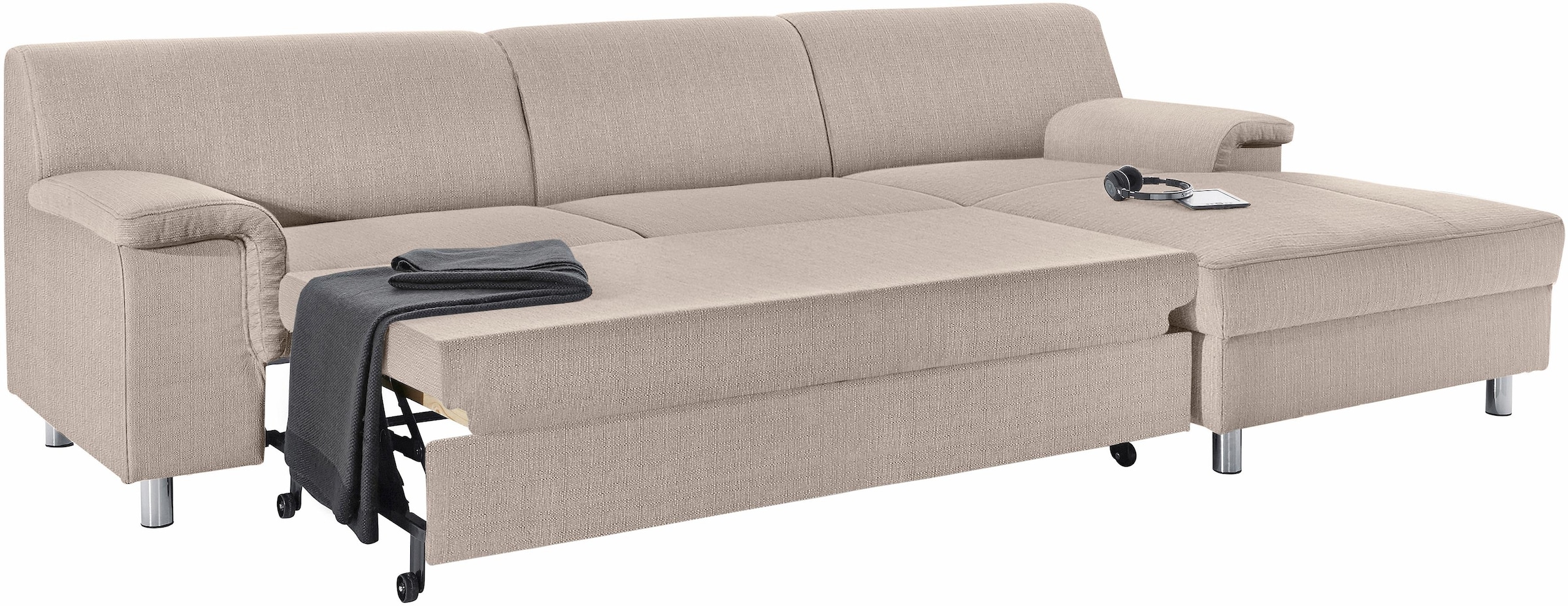 INOSIGN Ecksofa »Jamie, modern und elegant, Fußhöhe 9cm, L-Form,«, wahlweise mit Bettfunktion