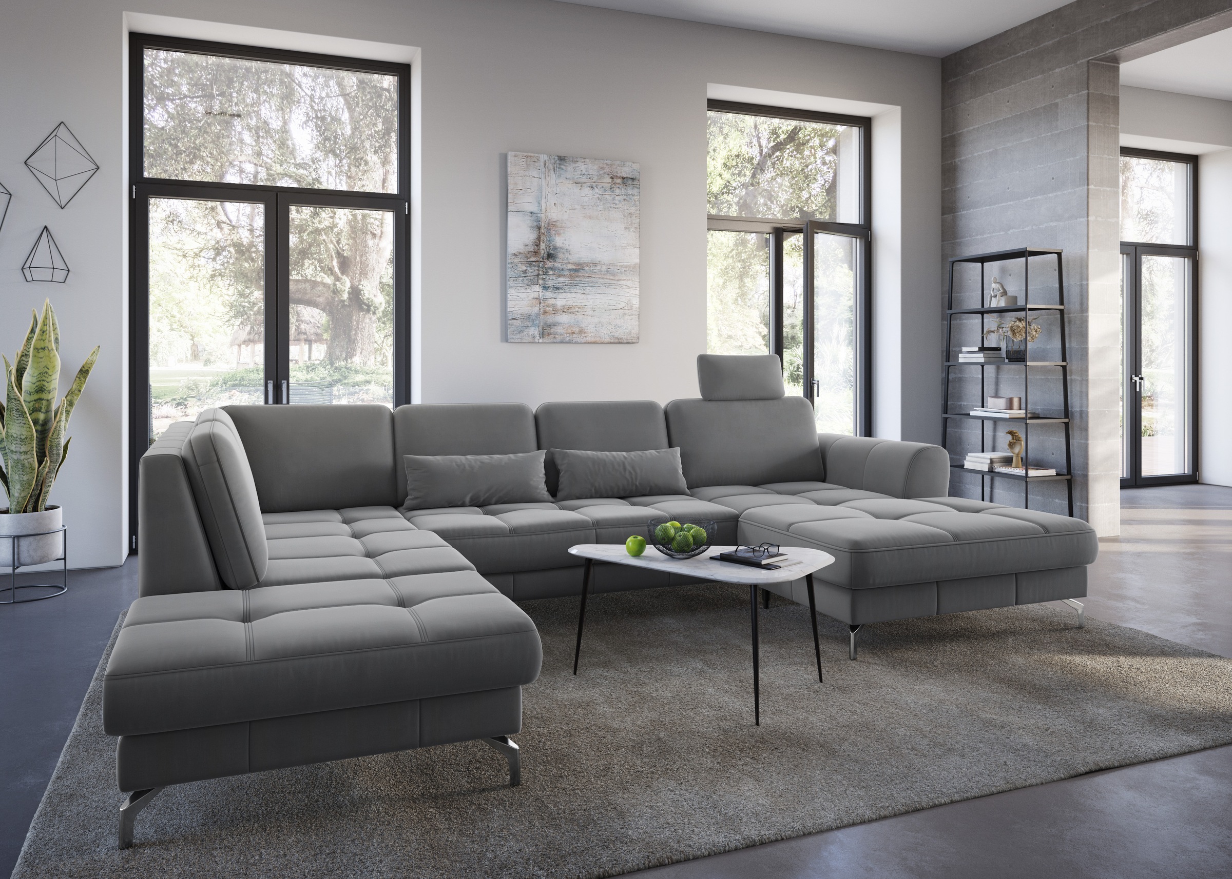 sit&more Wohnlandschaft »Bendigo U-Form«, inklusive Sitztiefenverstellung, Bodenfreiheit 12 cm, in 2 Fußfarben