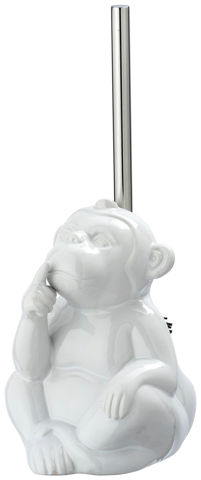 Wenko WC-Bürstengarnitur Monkey Quiet Keramik Weiß günstig online kaufen