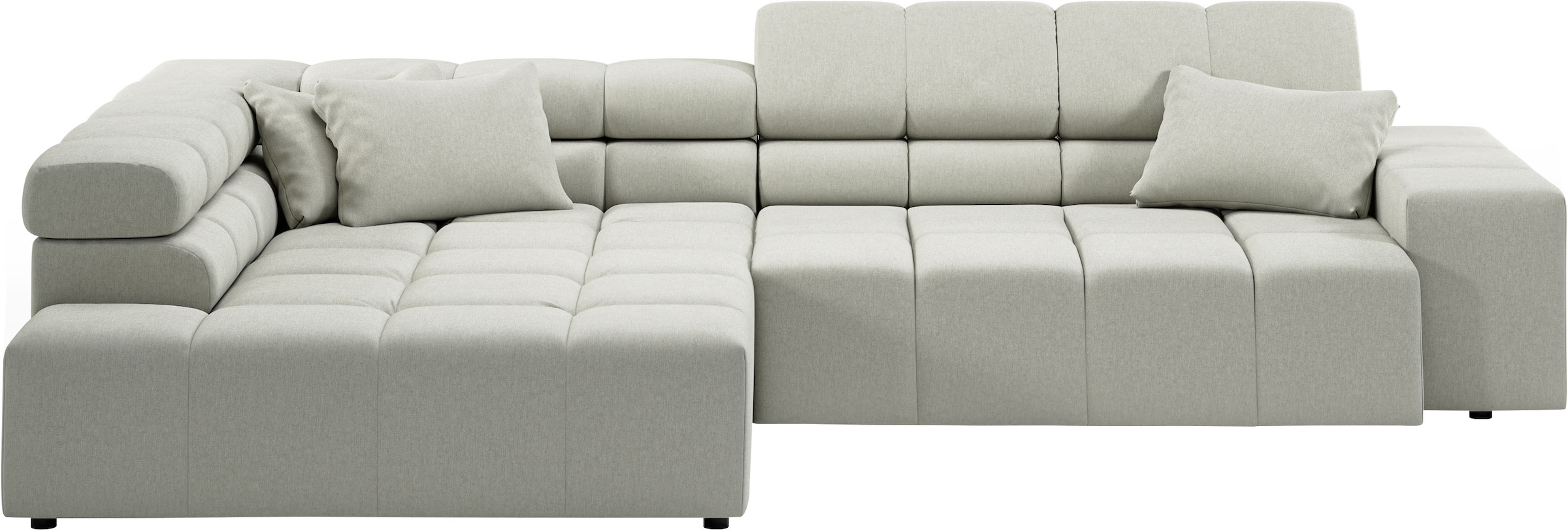 INOSIGN Ecksofa "Ancona incl. Kopfteilverstellung, Zierkissen Breite 319cm, günstig online kaufen