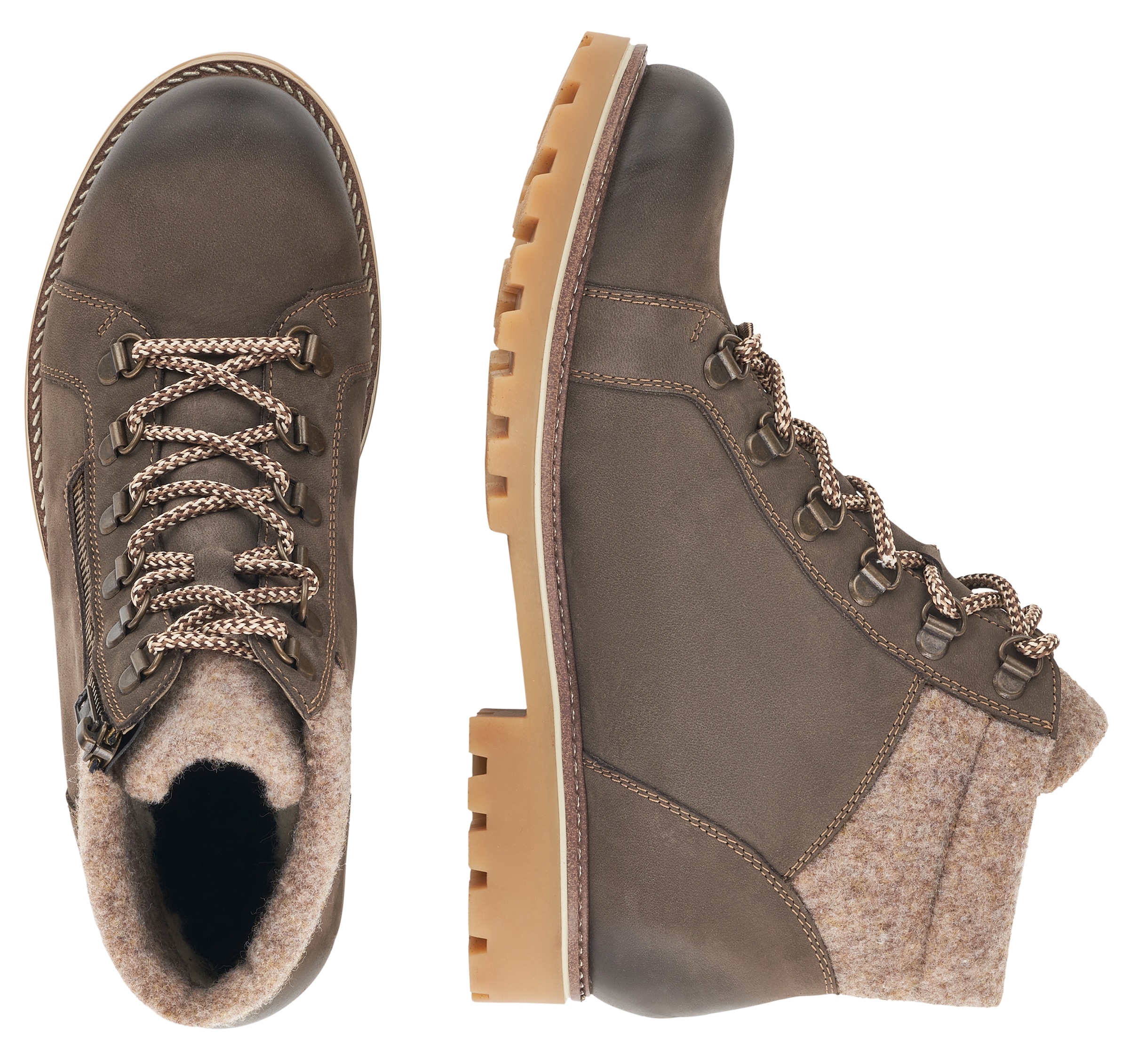 Remonte Winterboots, Blockabsatz, Outdoorschuh, Schnürschuh im trendigen Bergsteiger-Look