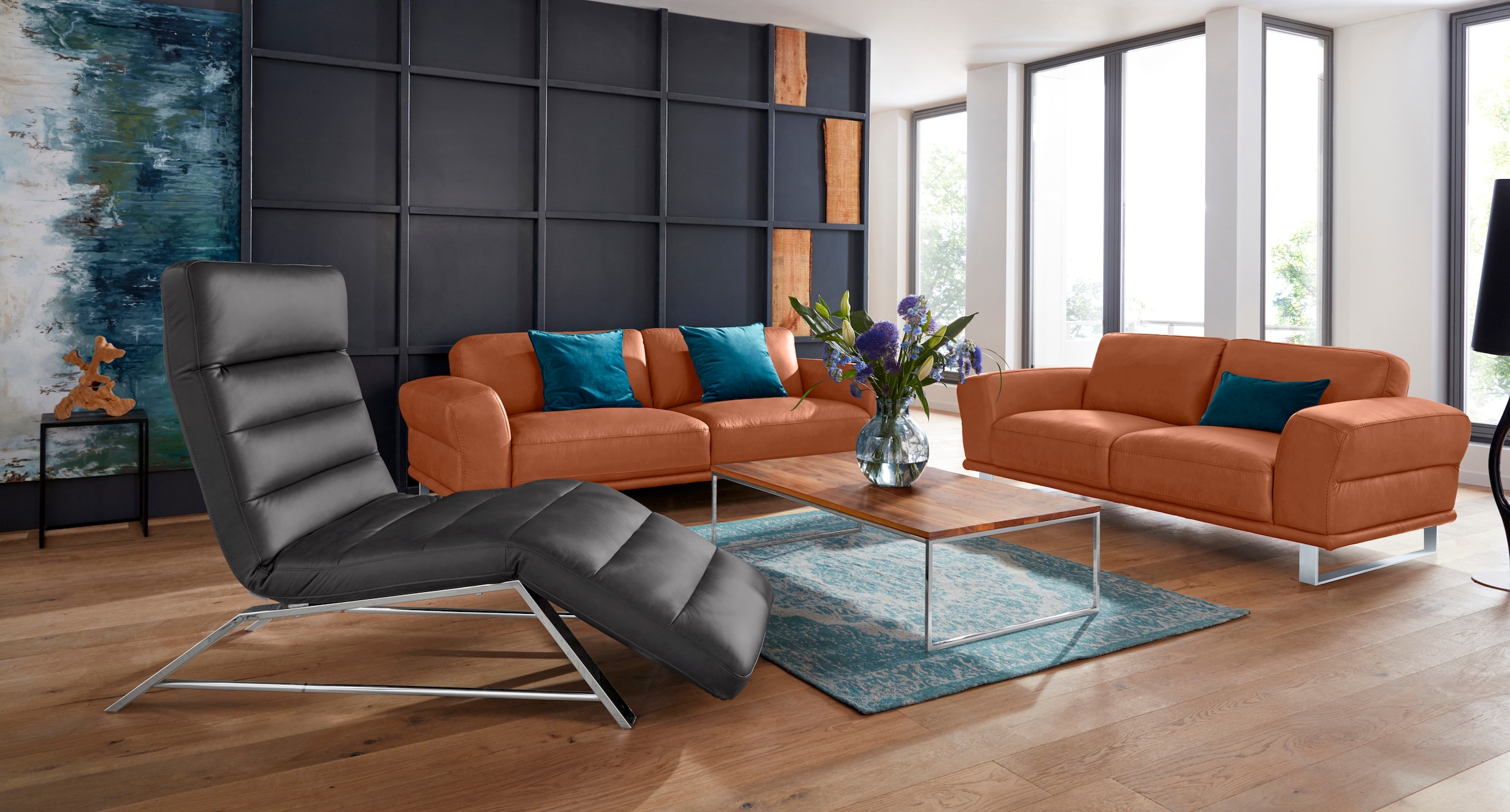 W.SCHILLIG 2,5-Sitzer »montanaa«, mit Metallkufen in Silber matt, Breite 232 cm