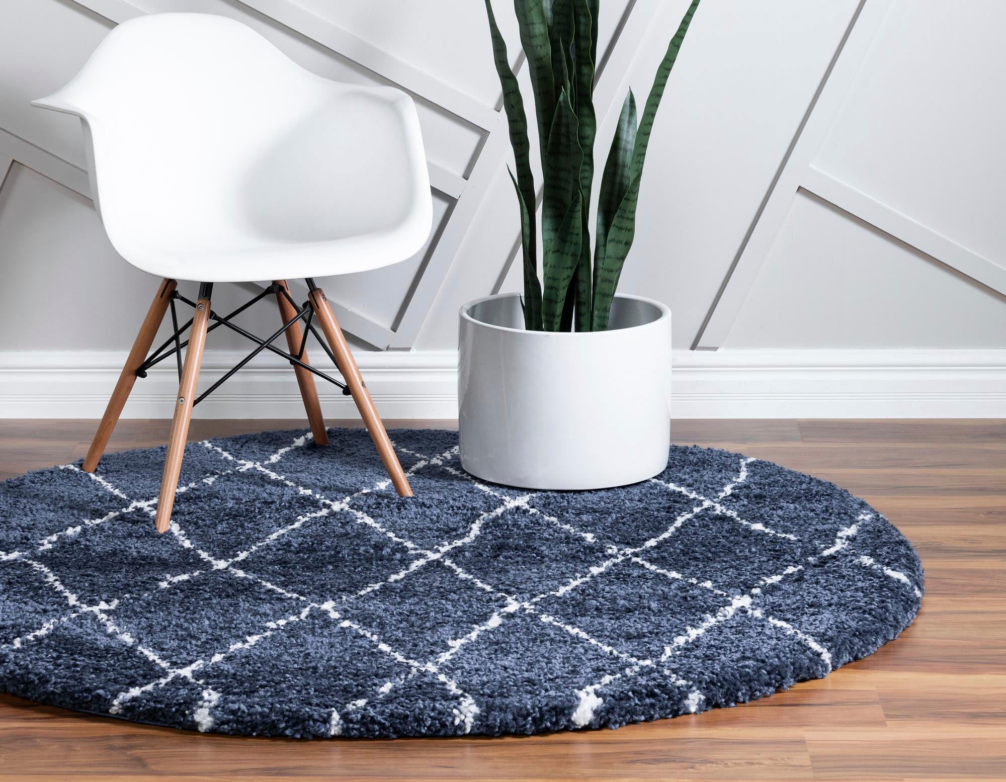 Myflair Möbel & Accessoires Hochflor-Teppich »Temara Shag Lagerräumung«, rund, 51 mm Höhe, gewebt, Rauten Design, weich & kuschelig