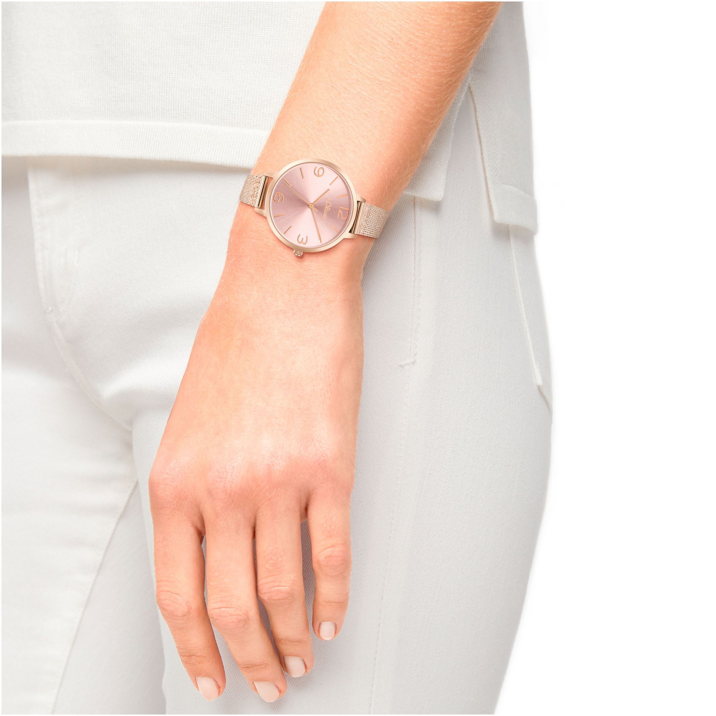 s.Oliver Quarzuhr, Armbanduhr, Damenuhr, analog, Edelstahlarmband