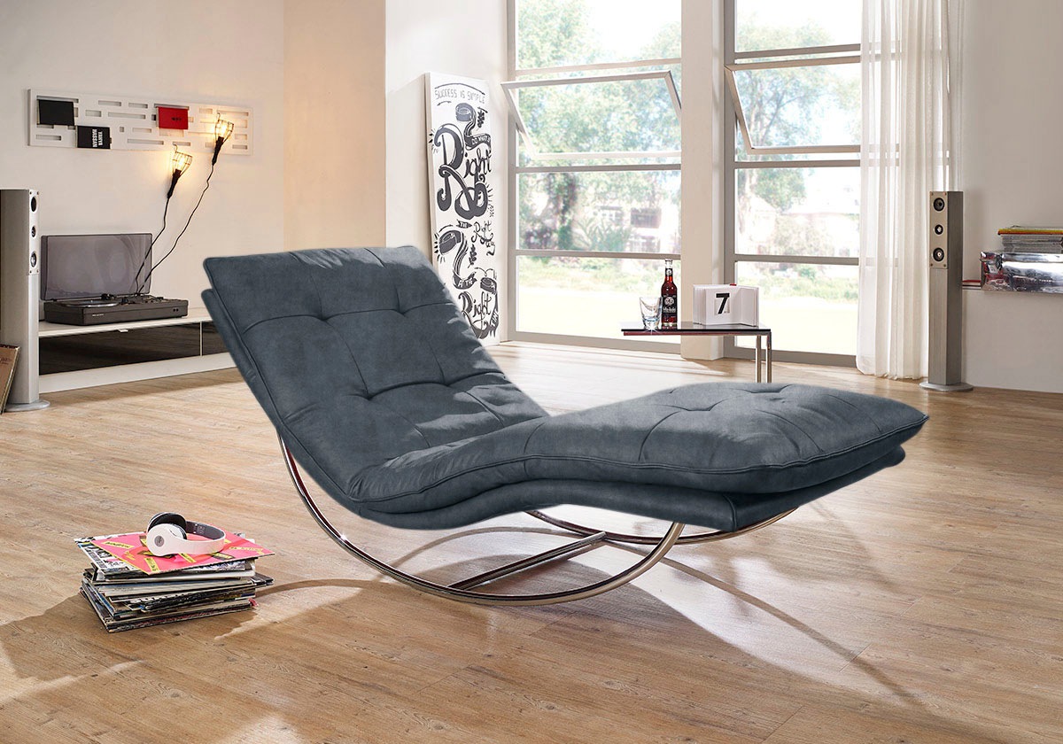 W.SCHILLIG Relaxliege »daily dreams«, in Waffelkissen-Optik, Schaukelgestell Chrom glänzend, in 2 Breiten