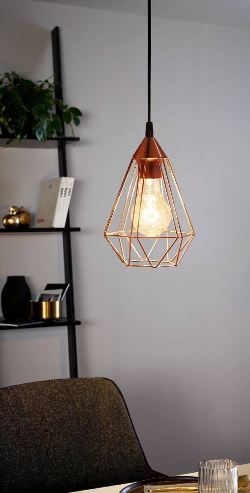 EGLO Pendelleuchte »TARBES Hängeleuchte, Pendellampe, Vintage, Retro, Stahl, Kupfer, E27«, 1 flammig, Leuchtmittel E27 | ohne Leuchtmittel, Wohnzimmerlampe, Esstischlampe, Drahtgeflecht, 1 flammig, 110x17,5cm