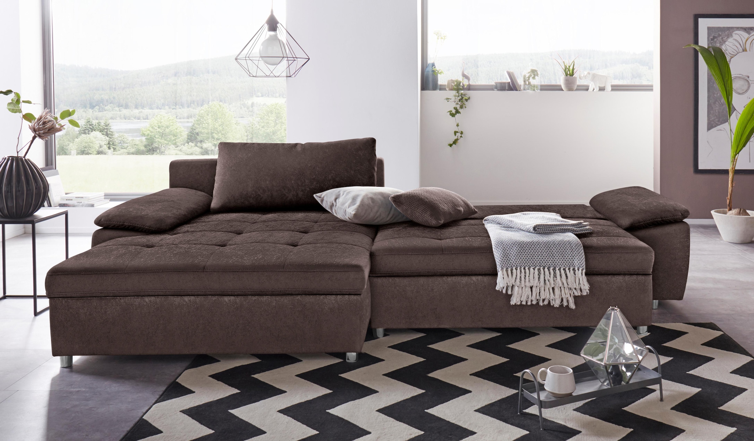 sit&more Ecksofa Labene, wahlweise mit Bettfunktion und Bettkasten, inkl. Rückenkissen